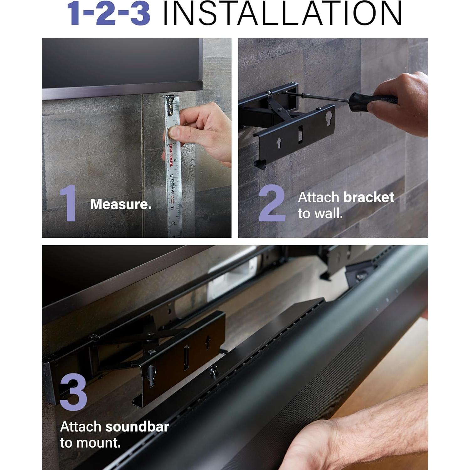 Soporte de pared SANUS para barra de sonido Sonos Arc - Ajustable 12.7 cm