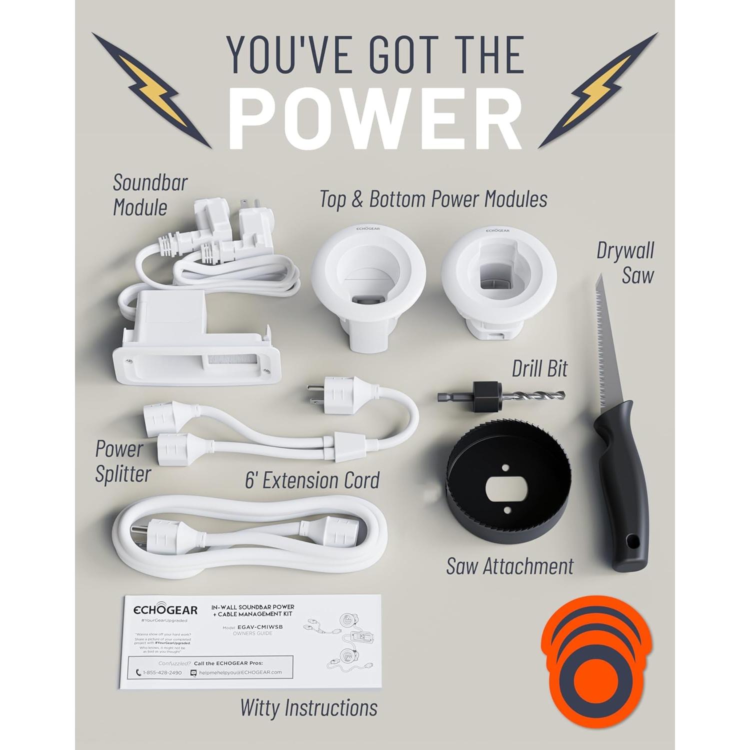 Kit de Gestión de Cables ECHOGEAR para TV y Barra de Sonido