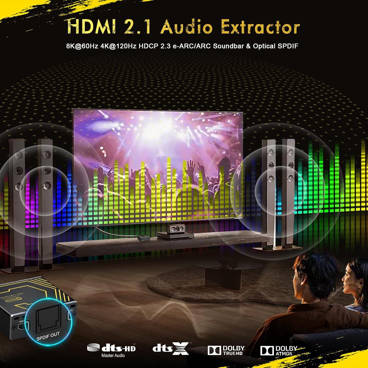 Extractor de Audio HDMI 2.1 CORSAHD 4K@120Hz eARC 7.1CH
