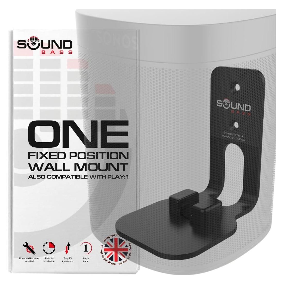Soporte de Pared Soundbass para Altavoces Sonos ONE, Negro