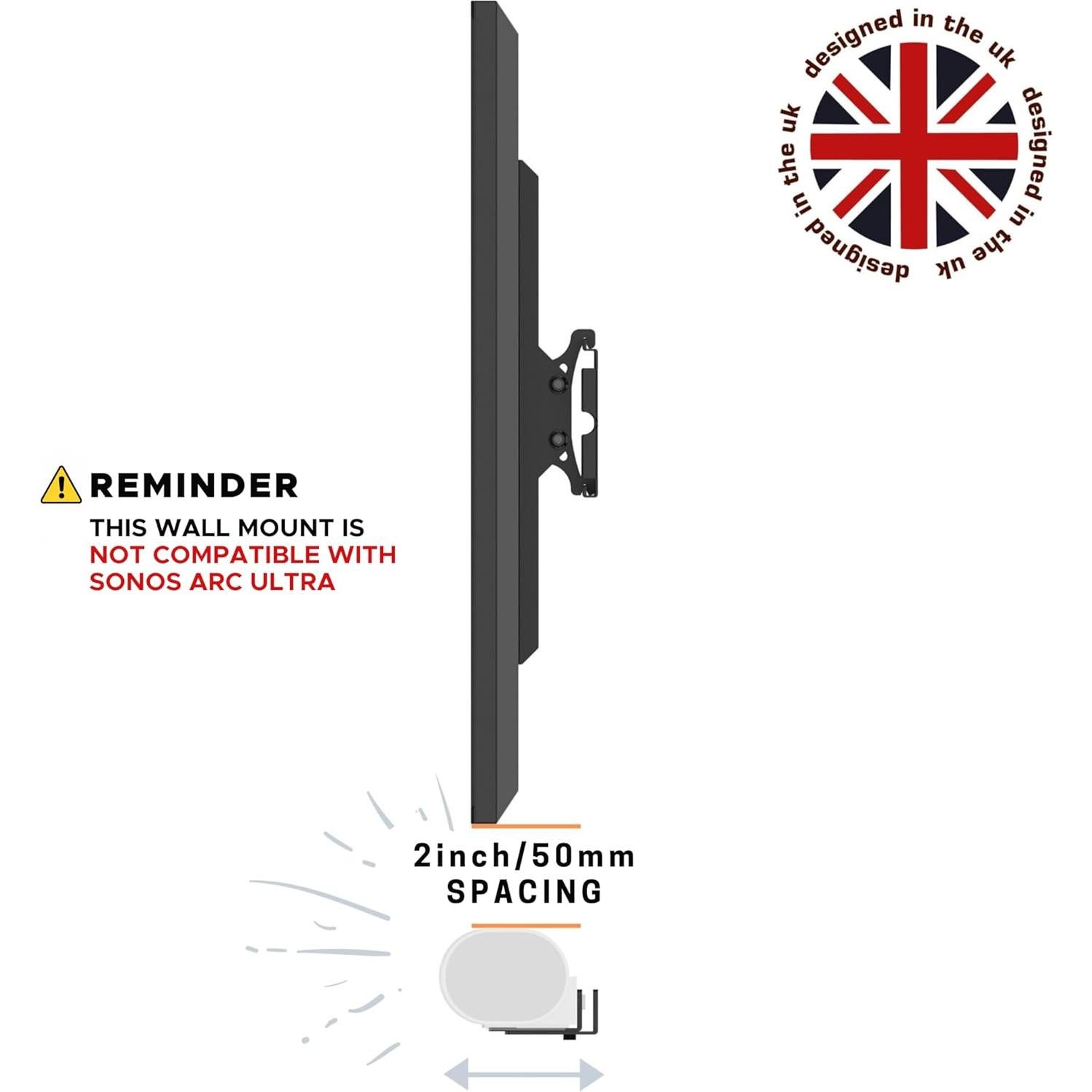 Soporte de Pared Soundbass Arc Negro Ajustable para Sonos Arc