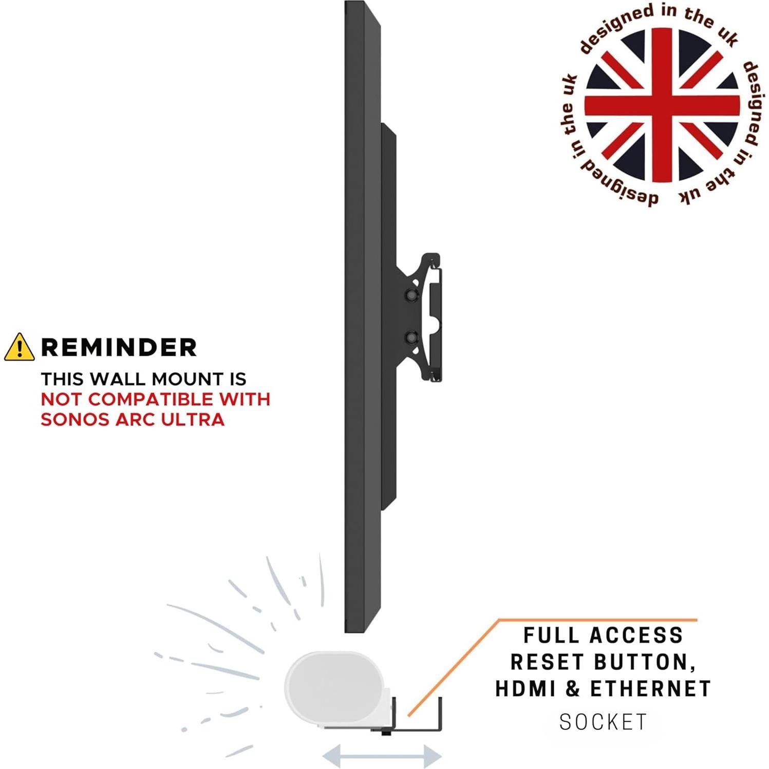 Soporte de Pared Soundbass Arc Negro Ajustable para Sonos Arc