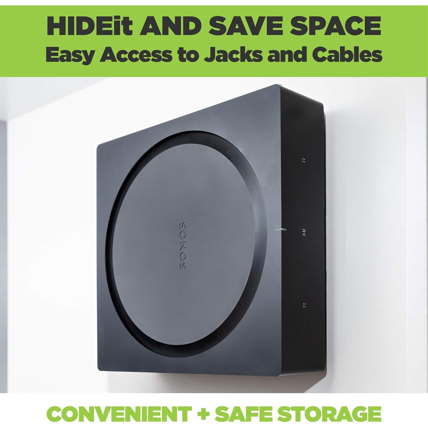 Soporte de Pared HIDEit para Amplificador Sonos Amp - Acero Negro