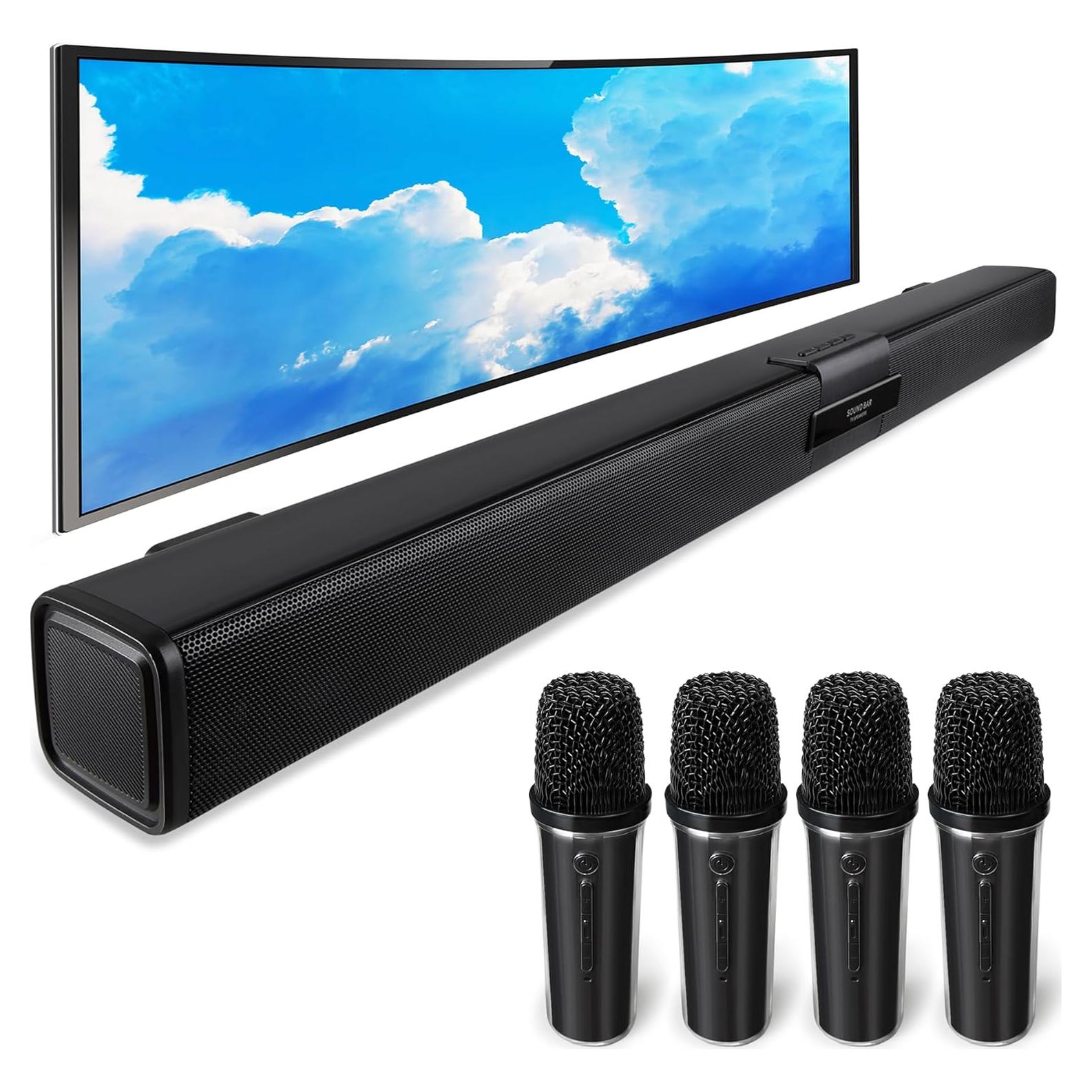 Barra de Sonido Quntelon K9MH Bluetooth 5.3 con 4 Micrófonos