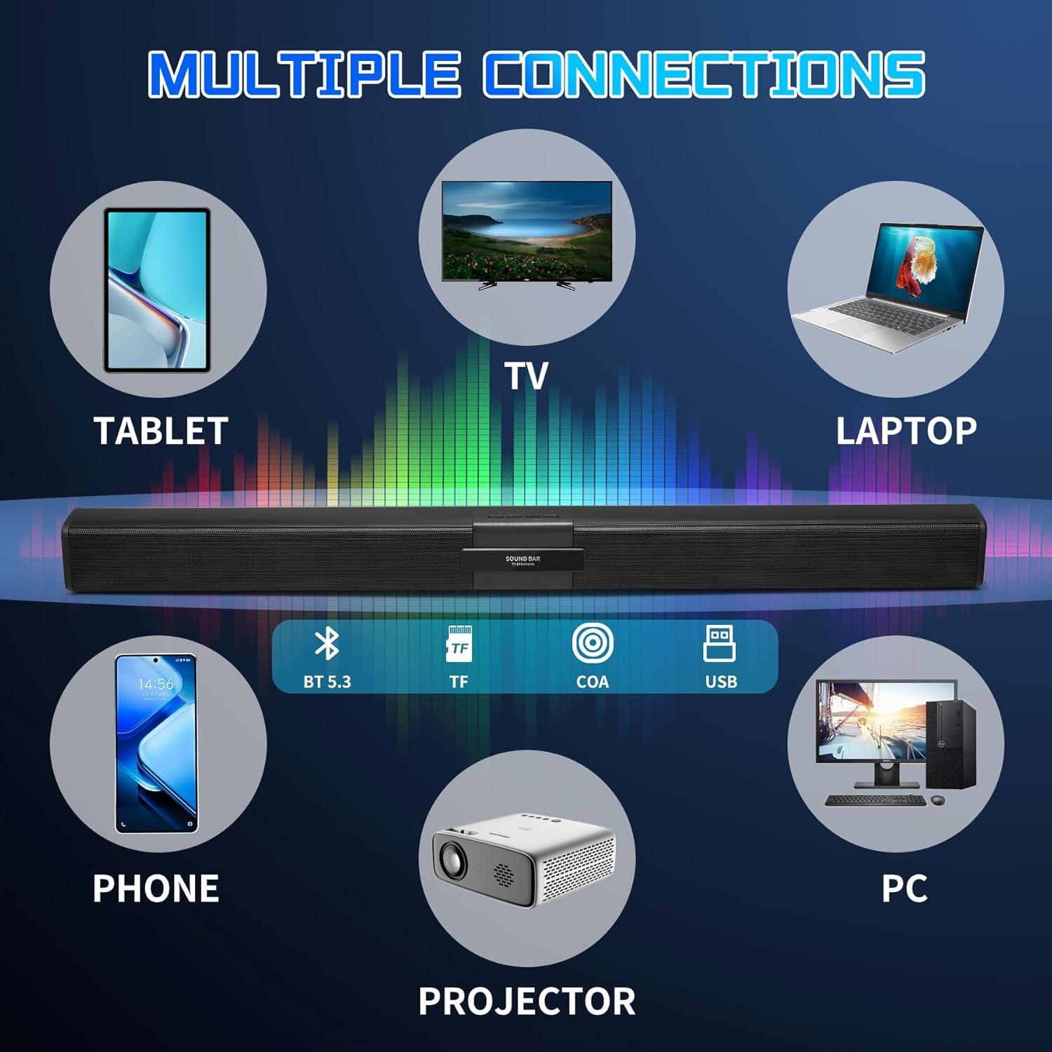 Barra de Sonido Quntelon K9MH Bluetooth 5.3 con 4 Micrófonos