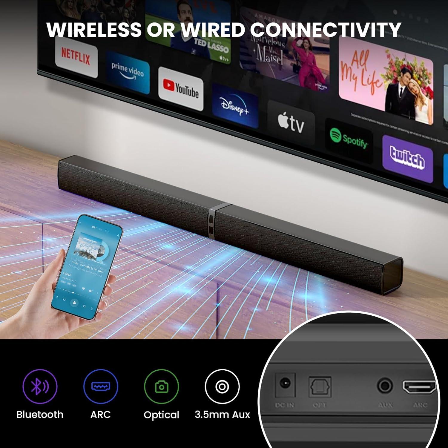 Barra de Sonido MZEIBO 80W Bluetooth para TV Inteligente