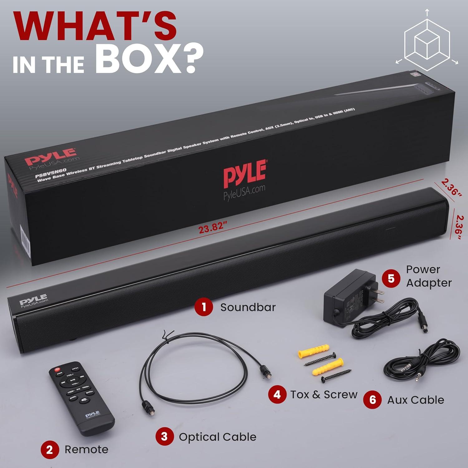 Barra de Sonido Pyle PSBVSN60 - 60W, Bluetooth, HDMI, USB
