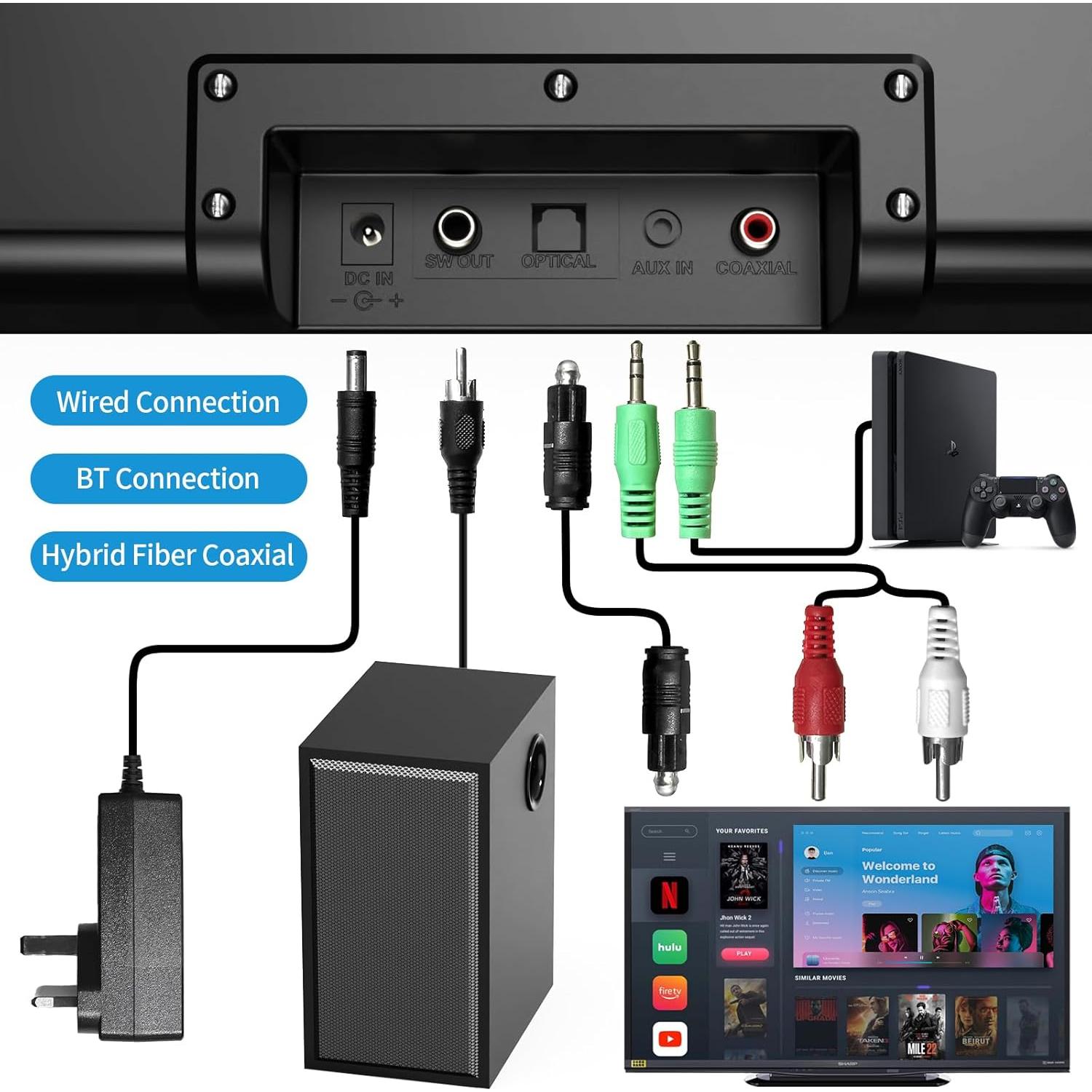 Barra de Sonido Smalody 8060 con Subwoofer 2.1 y Bluetooth 5.0