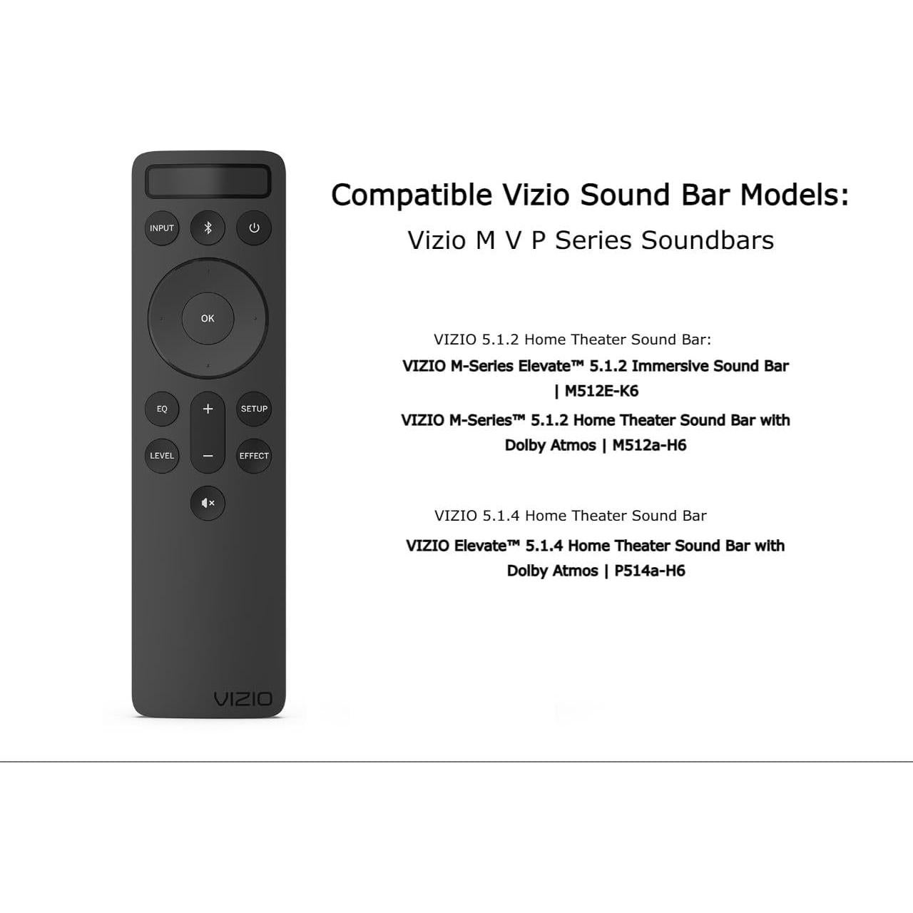 Control Remoto Bluetooth VIZIO 5.1.2/5.1.4 Retroiluminado