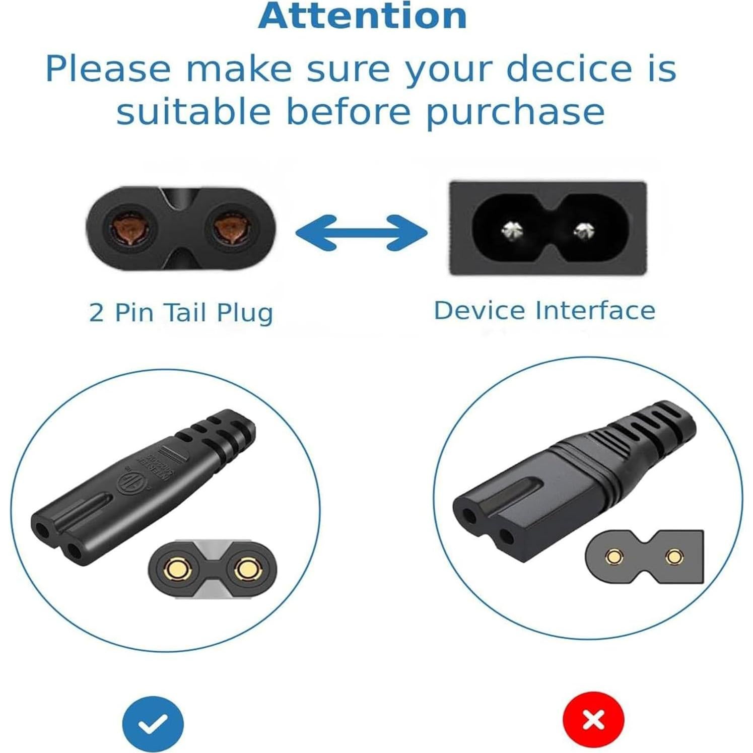 Cable de Alimentación AC 2m para TV y Consolas - Vizio, Sony