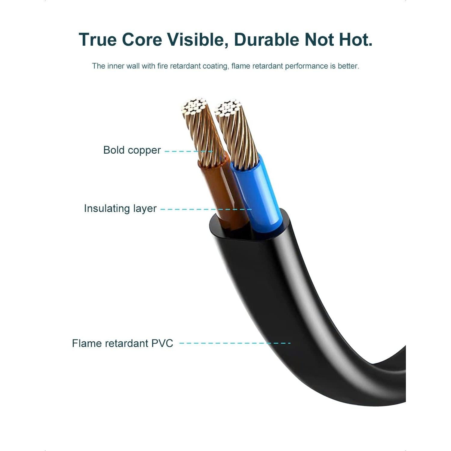 Cable de Alimentación CA 1.83m Lenmu Mica para Altavoces y Barras de Sonido