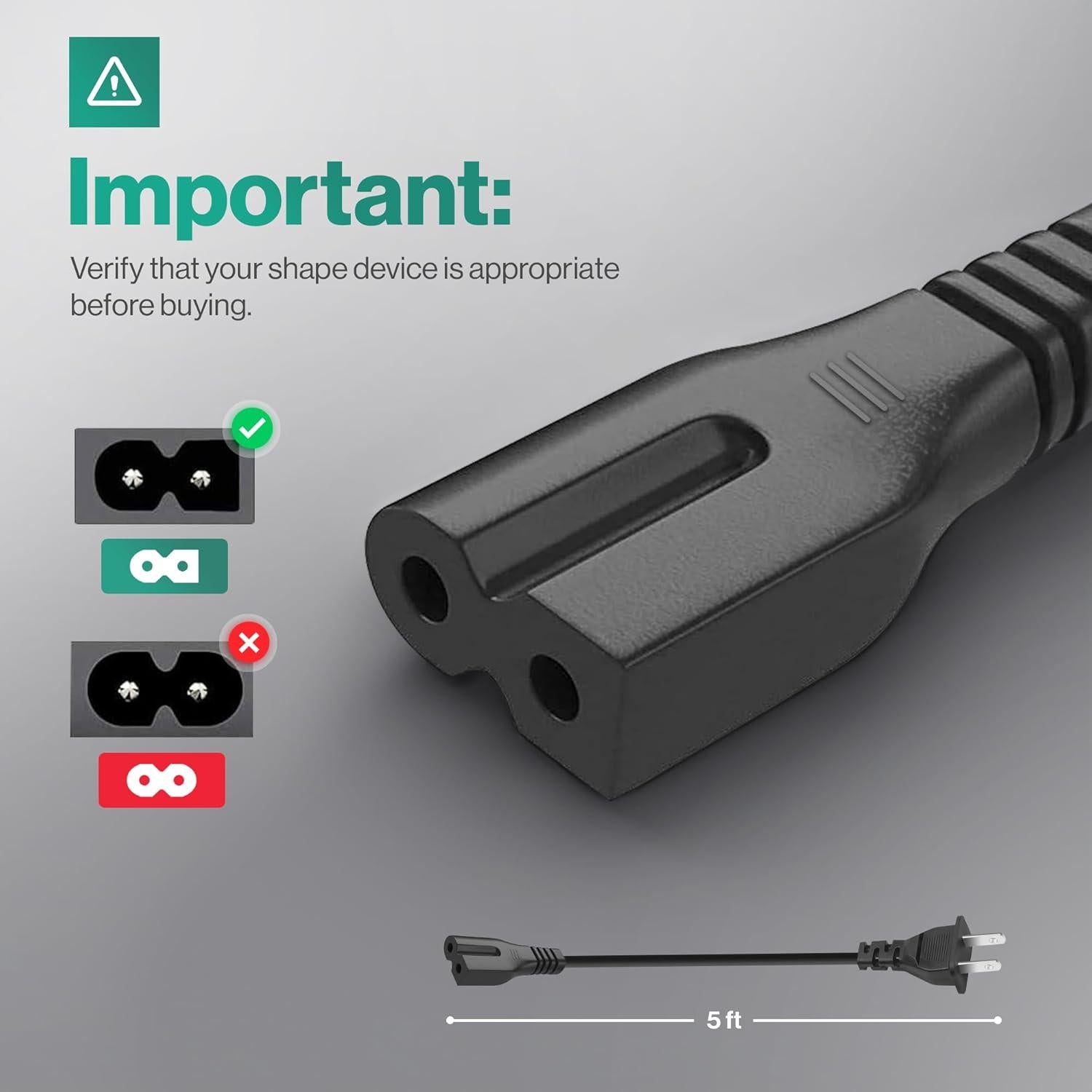 Cable de Alimentación Polarizado 2 Clavijas 1.5m LORDTRONICS