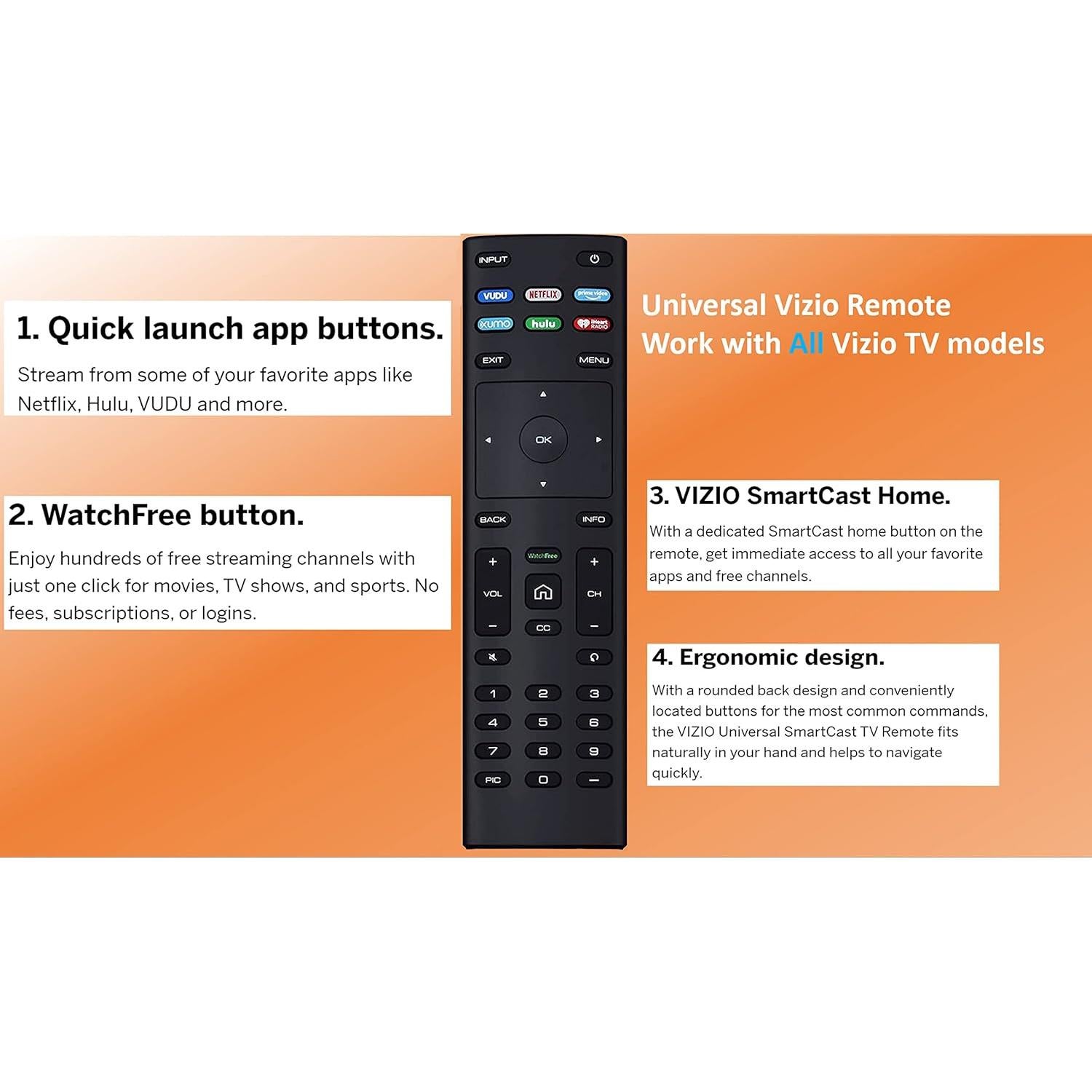 Control Remoto Universal VIZIO XRT136 Watchfree HD 4K