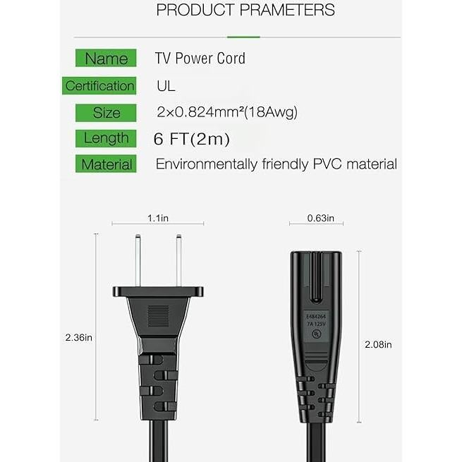 Cable de Alimentación AC 1.83m Goffeu para Sony y Vizio