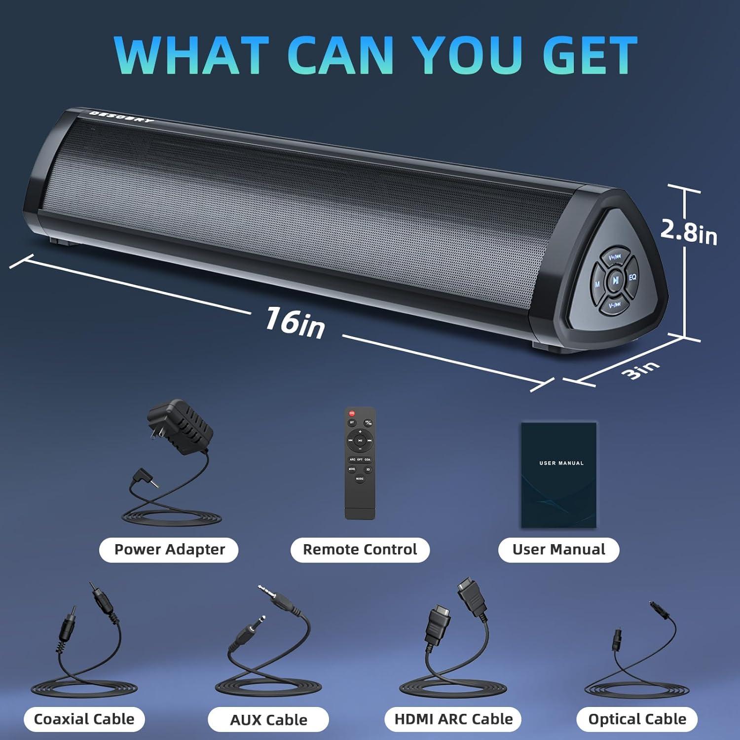 Barra de Sonido Desobry SS1022B 40.9 cm Bluetooth con HDMI