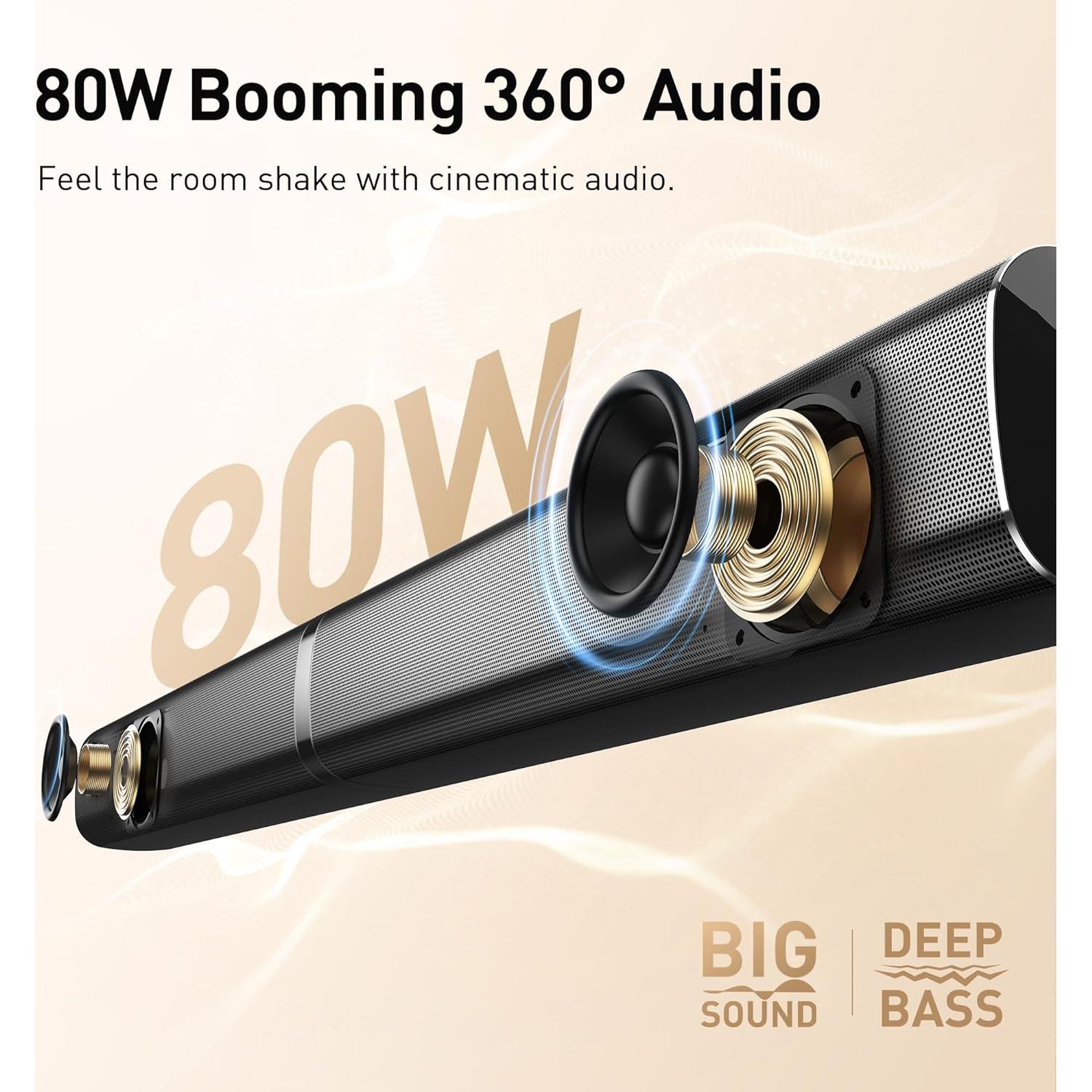 Barra de Sonido Karaoke 80W con Subwoofer y 2 Micrófonos