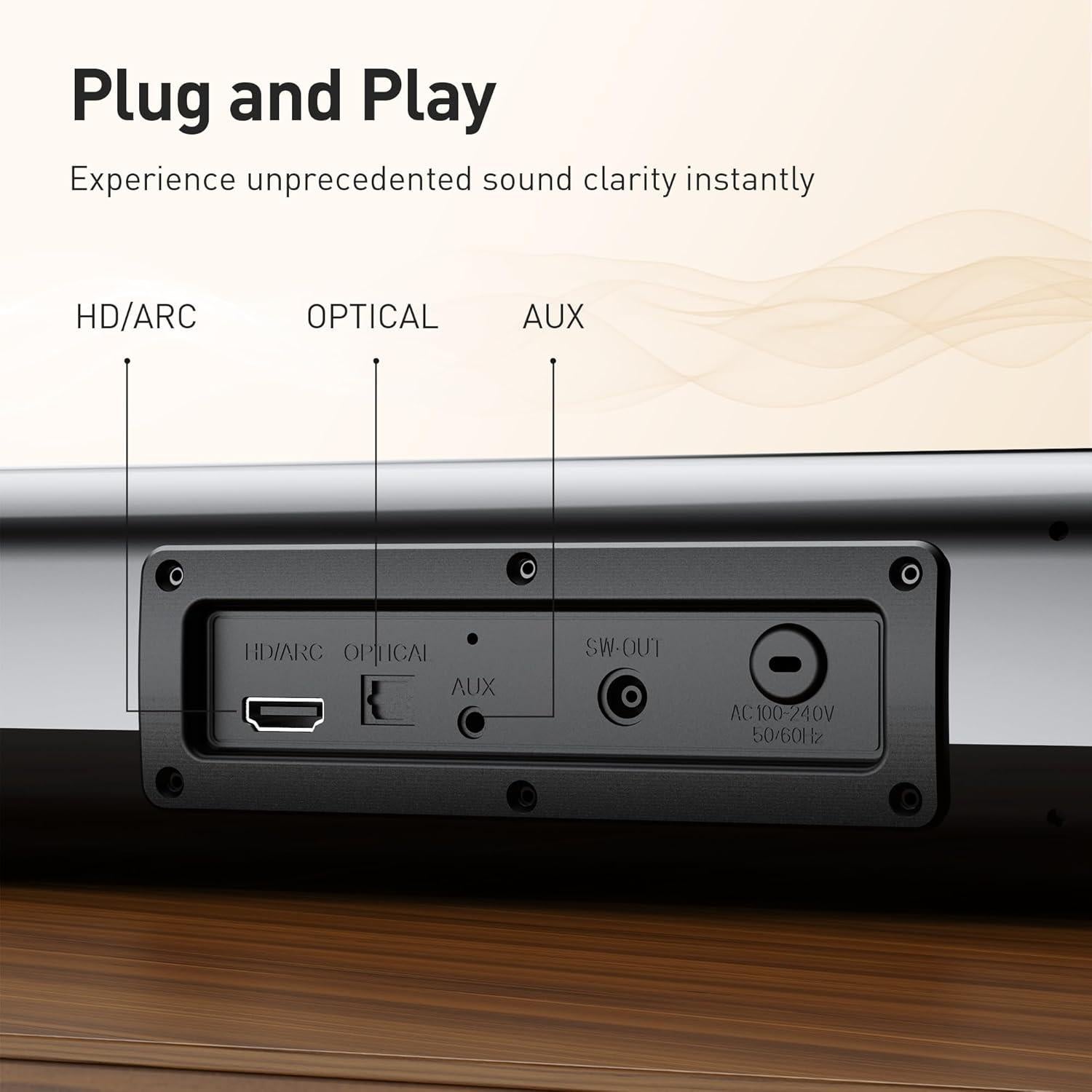 Barra de Sonido Karaoke 80W con Subwoofer y 2 Micrófonos