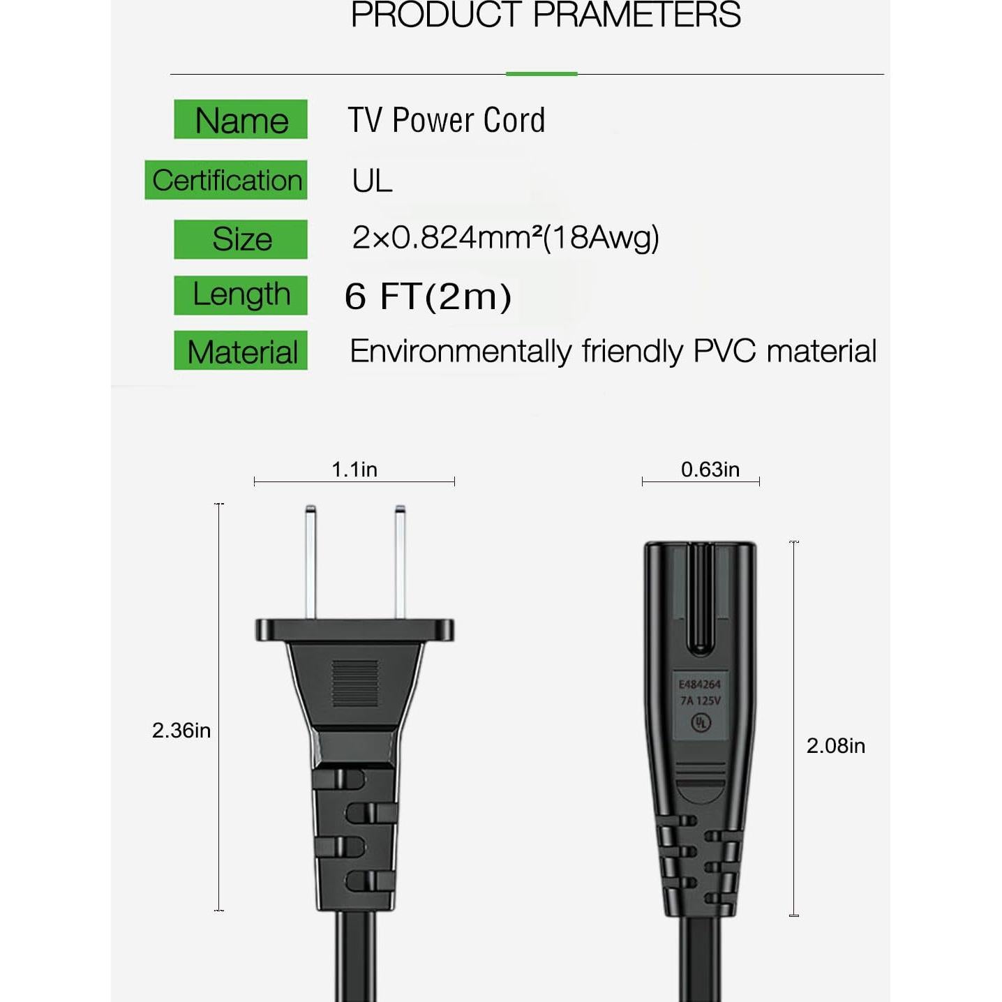 Cable de Alimentación AC 1.83m Goffeu para Barra de Sonido Samsung