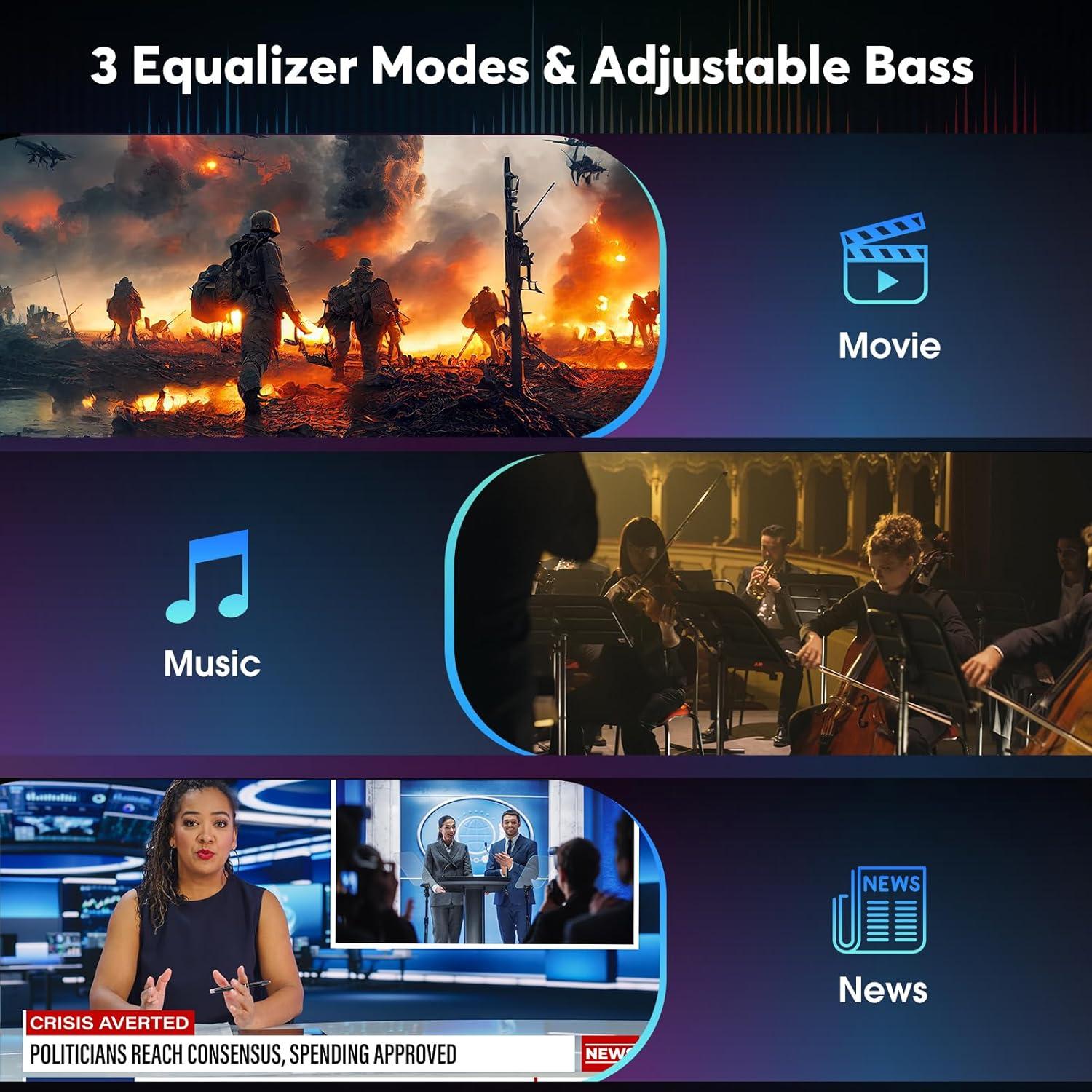 Barra de Sonido Wohome S100 Pro 2.1 con Subwoofer 40W y Bluetooth 5.3