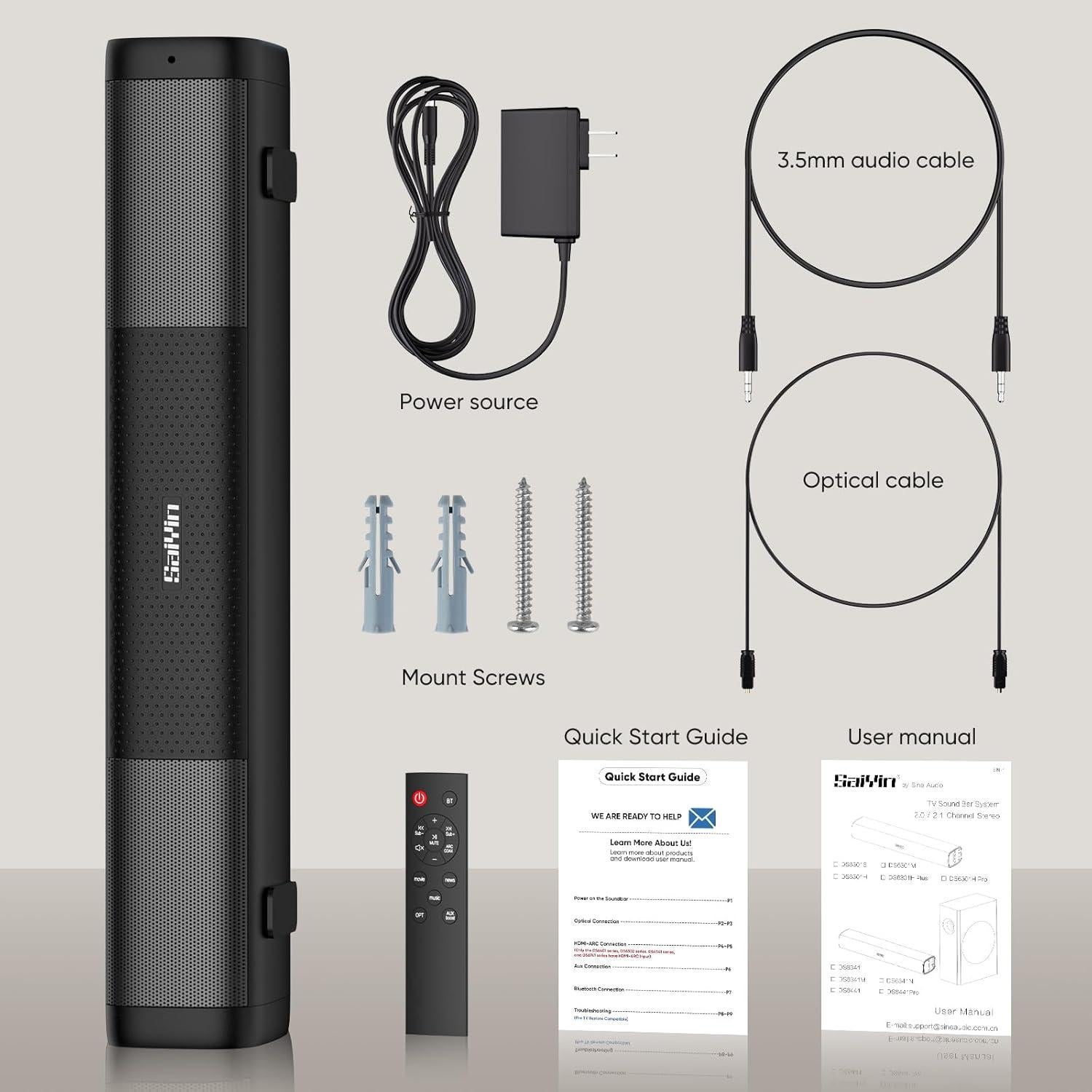Barra de Sonido Saiyin DS6301S Plus 50W Bluetooth 5.3 38.61 cm