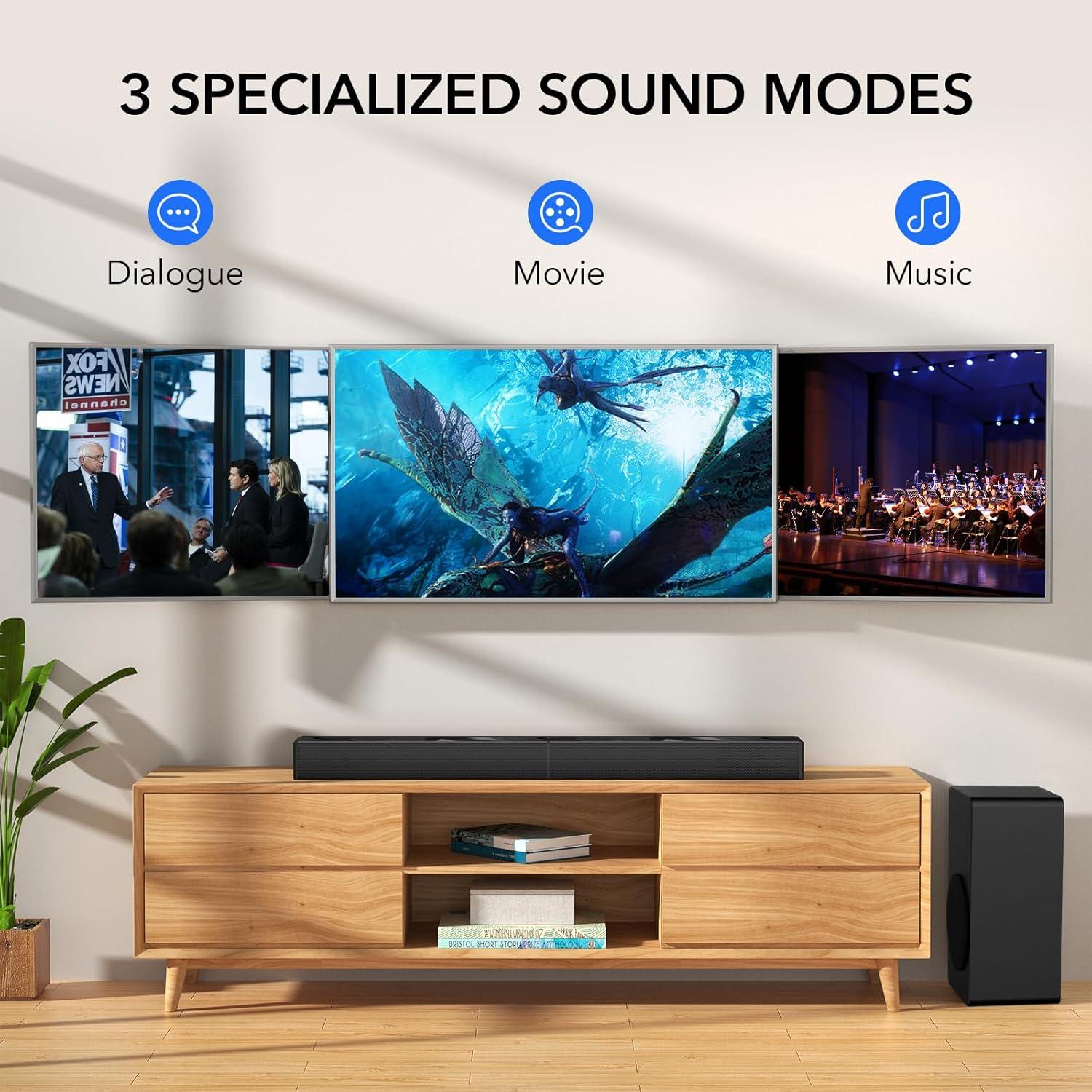 Barra de Sonido 2.1 CH Larksound con Subwoofer - HDMI, Bluetooth