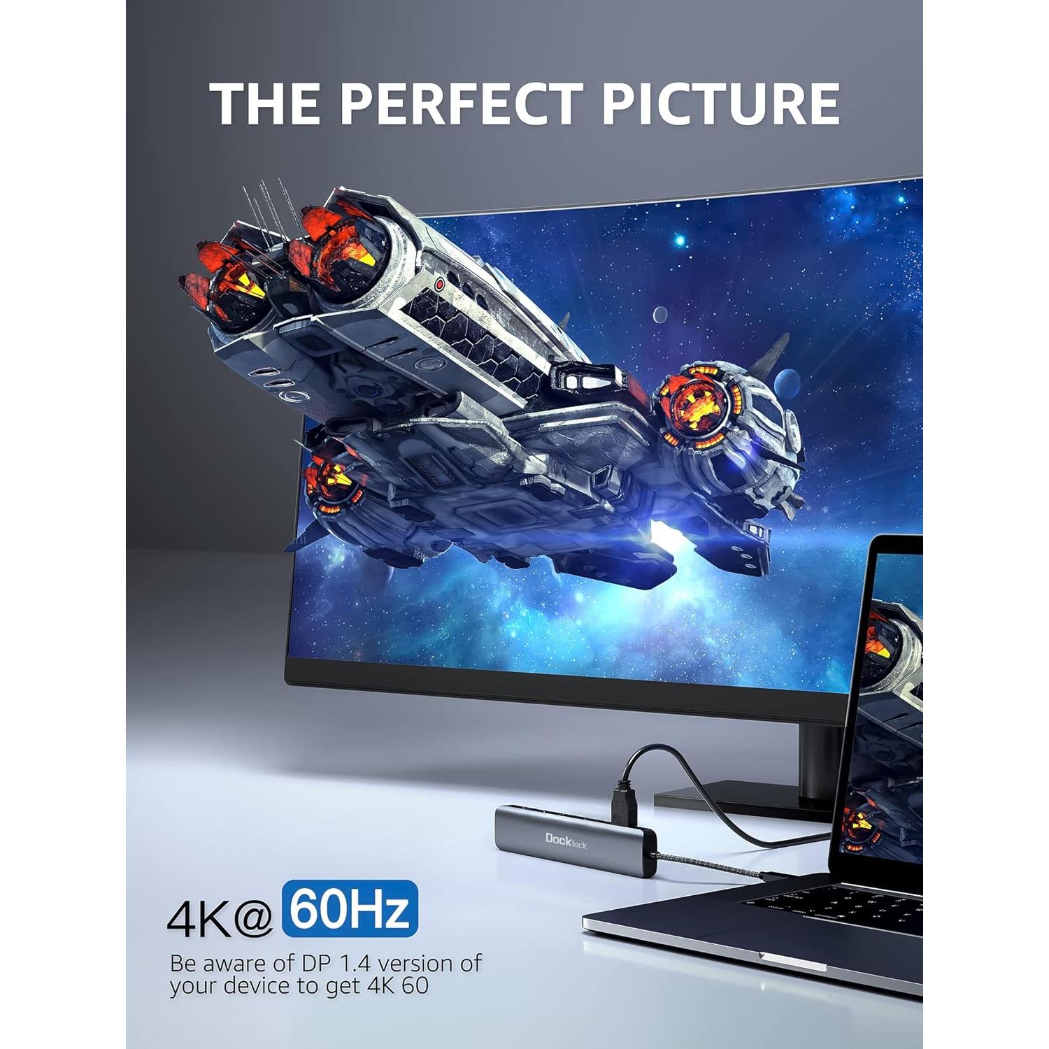 Dockteck Hub USB-C 7-en-1 con HDMI 4K, Ethernet 1Gbps