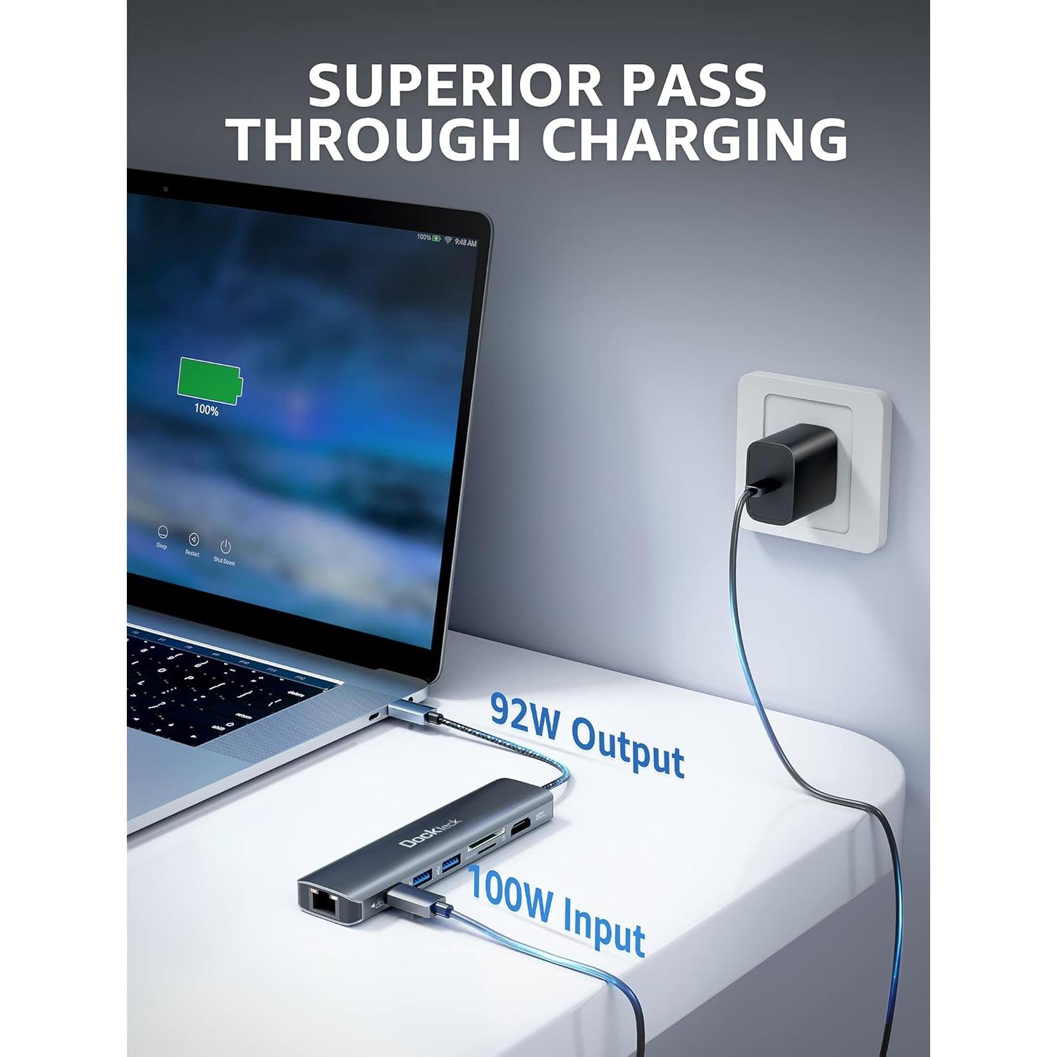 Dockteck Hub USB-C 7-en-1 con HDMI 4K, Ethernet 1Gbps