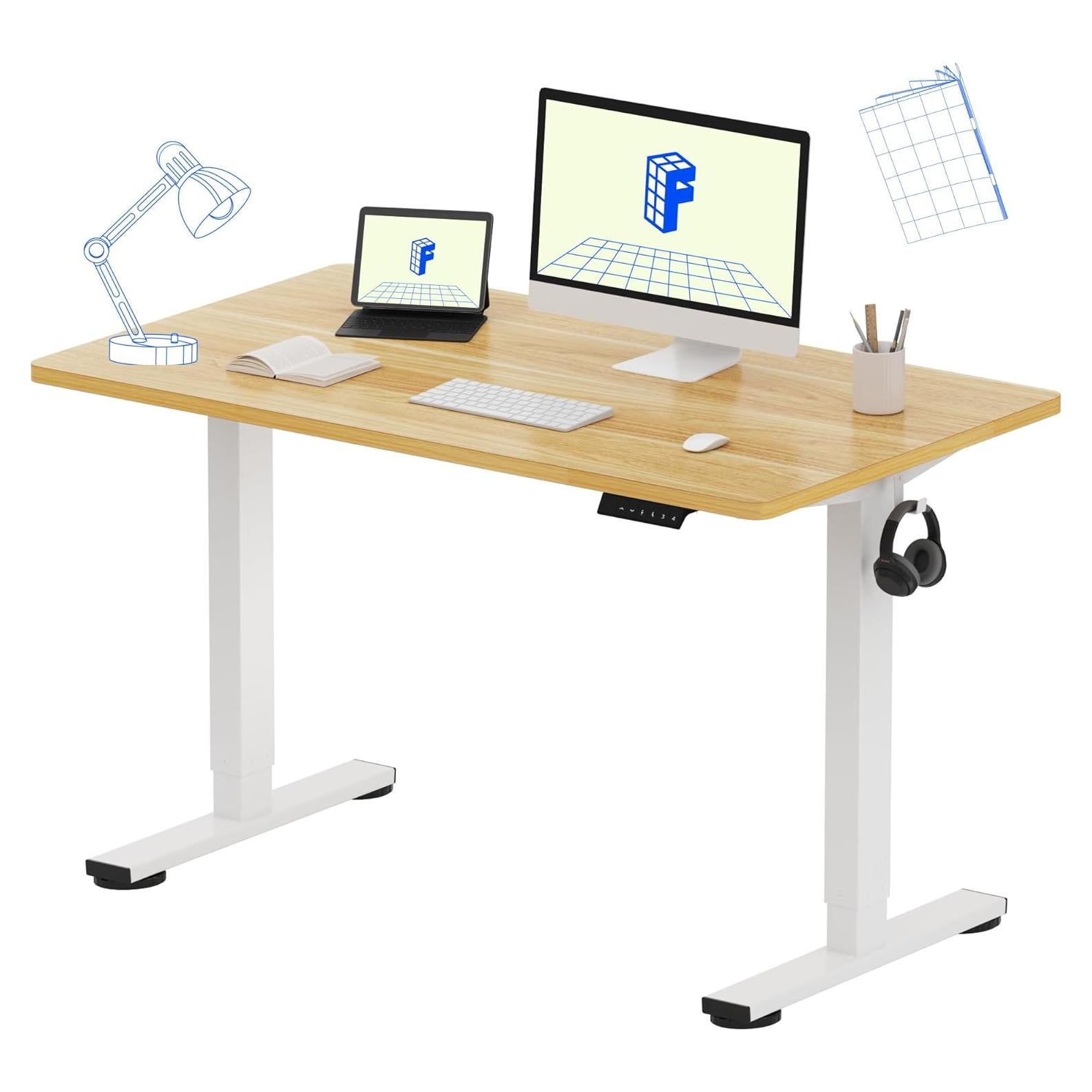 Escritorio de Pie Eléctrico FLEXISPOT 121.9x61 cm Arce Blanco