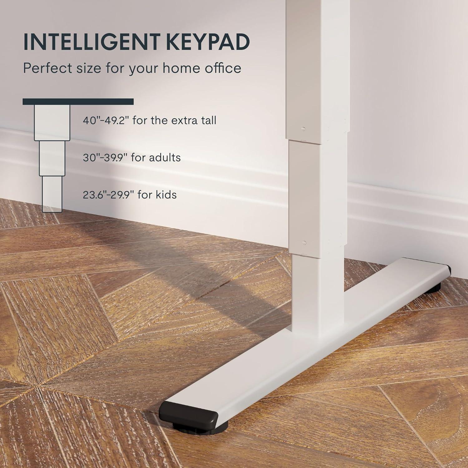 FLEXISPOT E6 Essential Bamboo 3 Stages Dual Motor 60x30 Inch Electric Height Adjustable Standing Whole-Piece Board Desk Sit Stand Up Desk (White Frame + Bamboo Desktop)