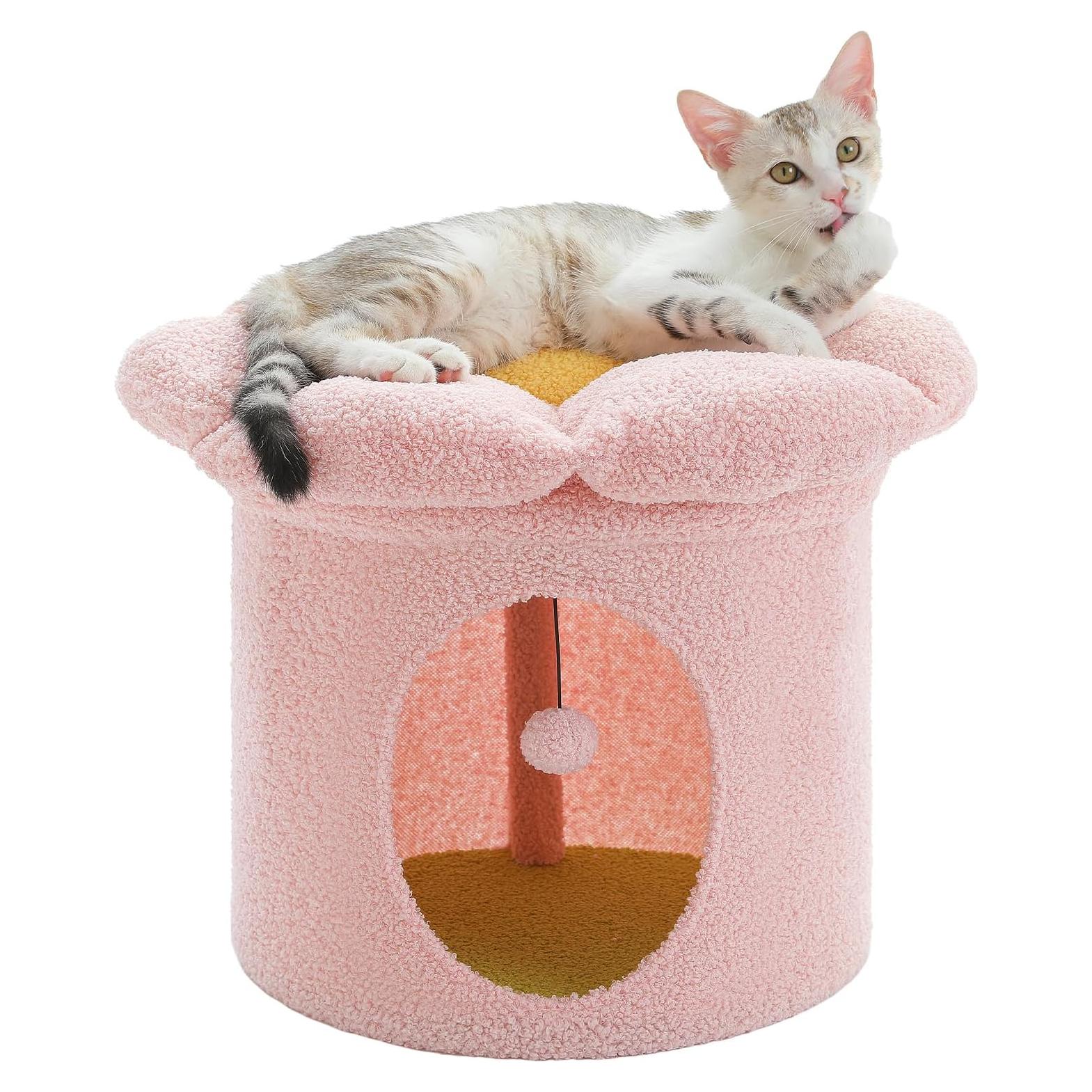 Cama para Gatos PETEPELA Casa de Árbol Rosa 50x50x40 cm