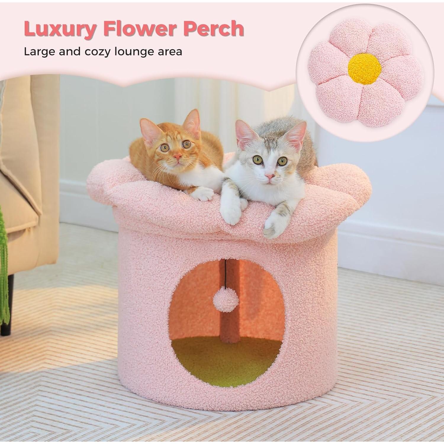 Cama para Gatos PETEPELA Casa de Árbol Rosa 50x50x40 cm