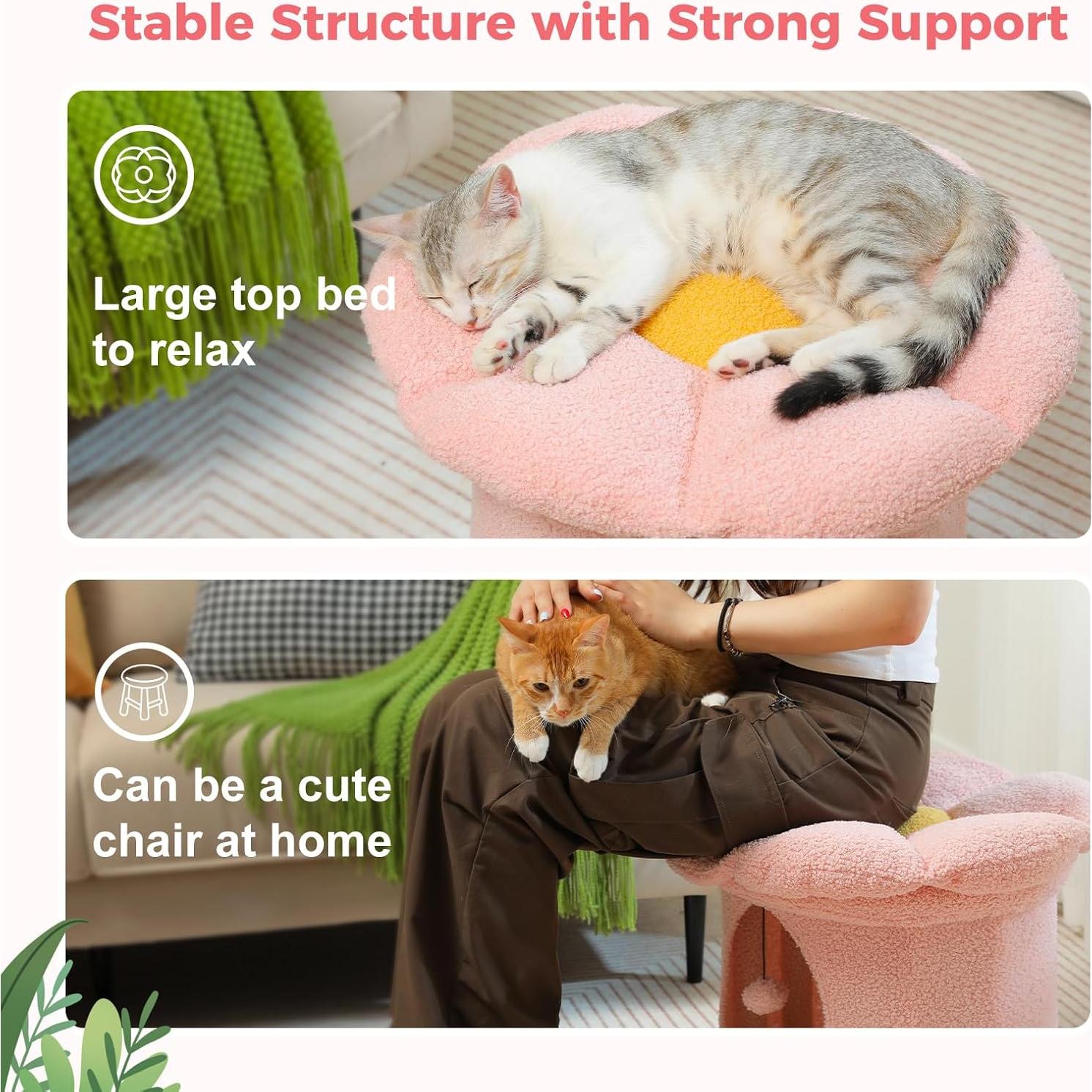 Cama para Gatos PETEPELA Casa de Árbol Rosa 50x50x40 cm