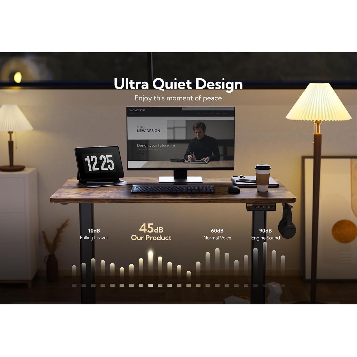 Escritorio de pie eléctrico Claiks P1.01.001 121.92x60.96cm