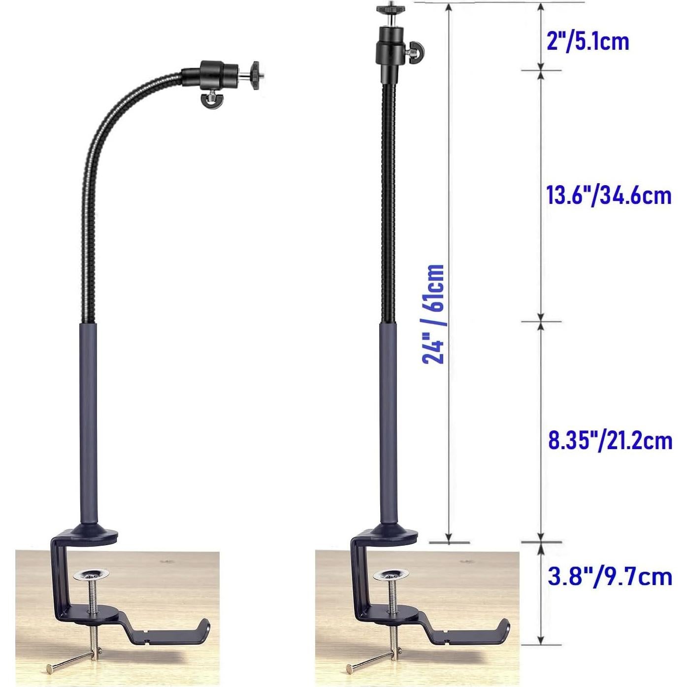 Brio Webcam Ring Light Stand, 24-inch Arm Clamp Mount Magnetic Holder with 10-inch Selfie Light and Headphone Hook Compatible with Logitech Brio 100 101,301 300,500,Brio 4K,C270,C310 webcams