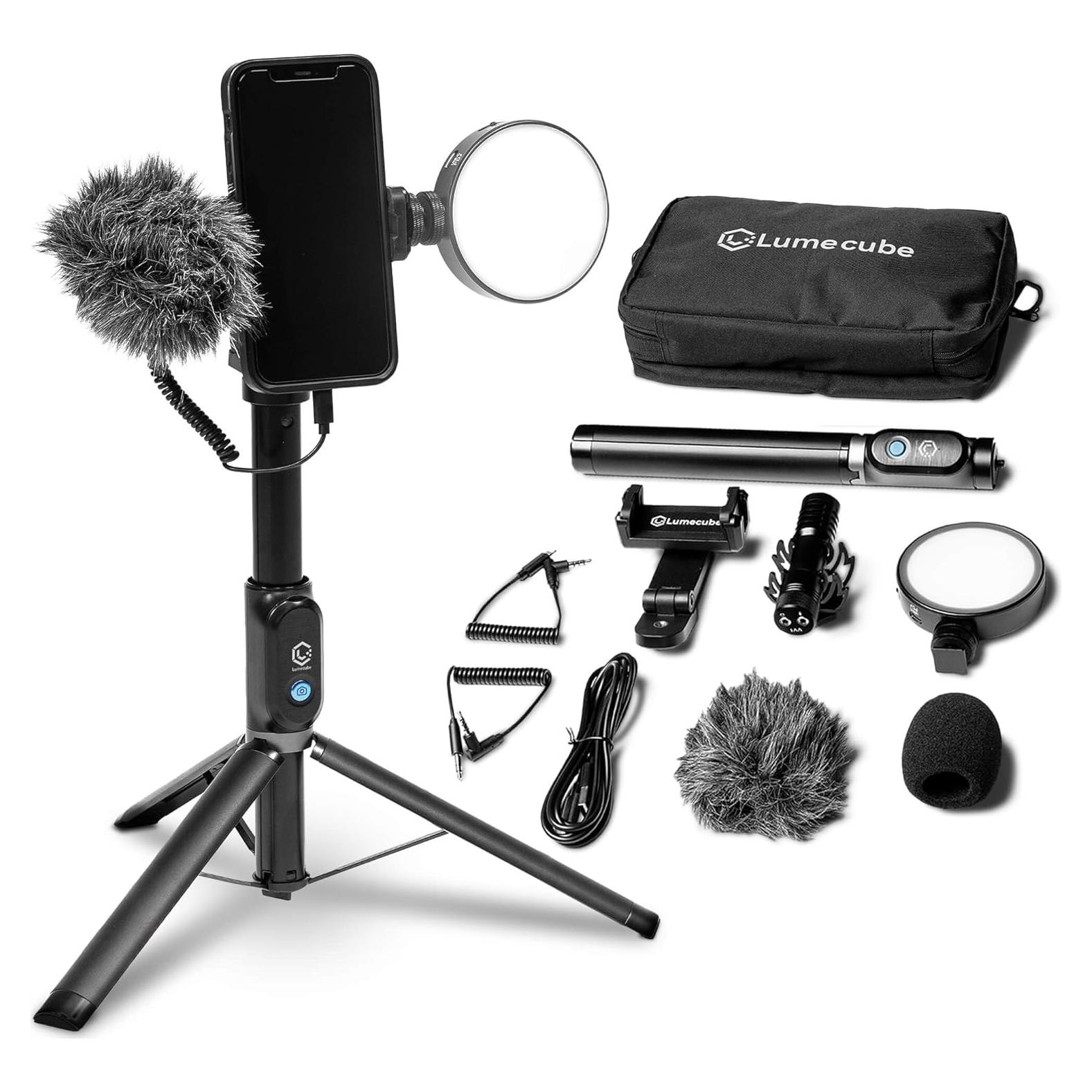 Kit de Contenido Lume Cube 2.0 - Trípode Ajustable, Luz LED y Micrófono