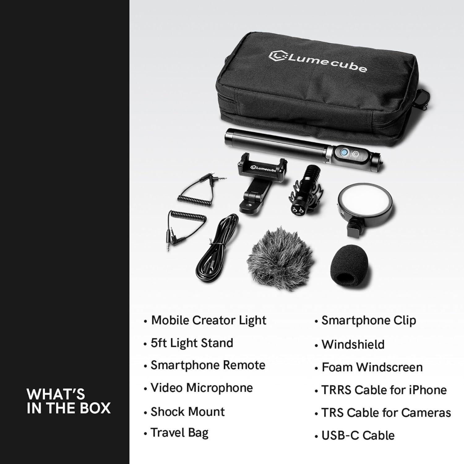 Kit de Contenido Lume Cube 2.0 - Trípode Ajustable, Luz LED y Micrófono