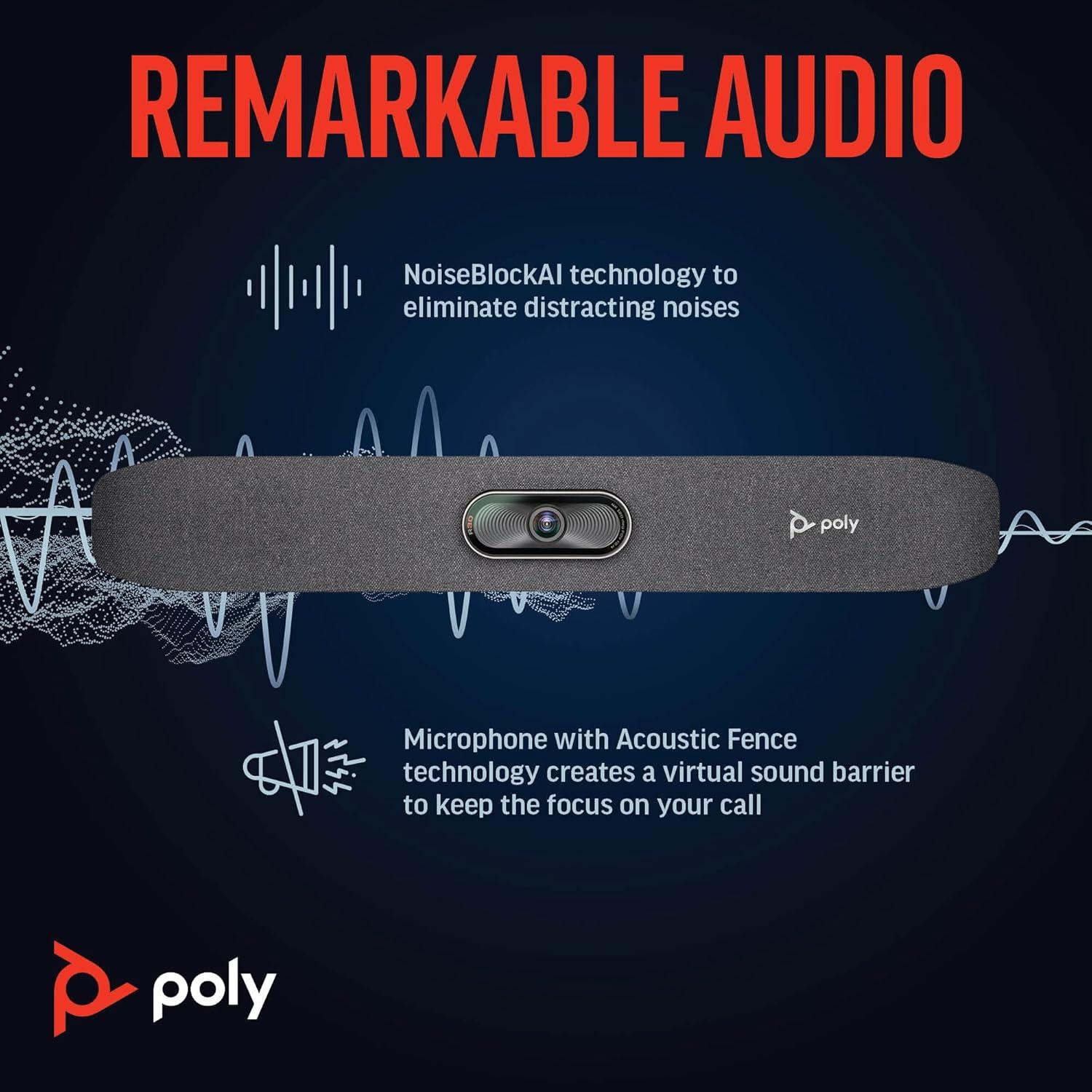 Barra de Videoconferencia Poly Studio R30 4K - Cámara y Micrófono para Salas Pequeñas