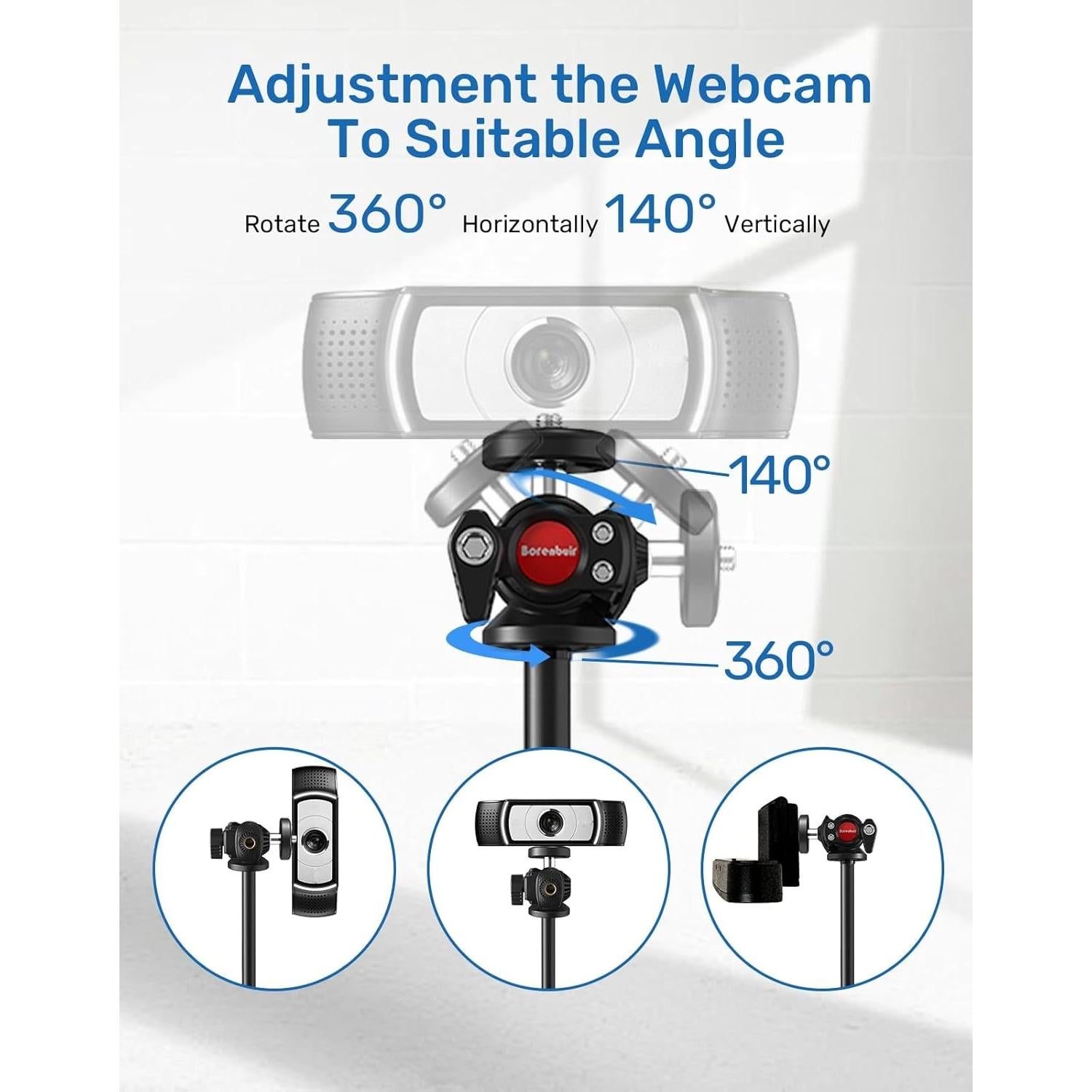 Soporte para Webcam Borenbuir Altura Ajustable 29.5-46.2 cm