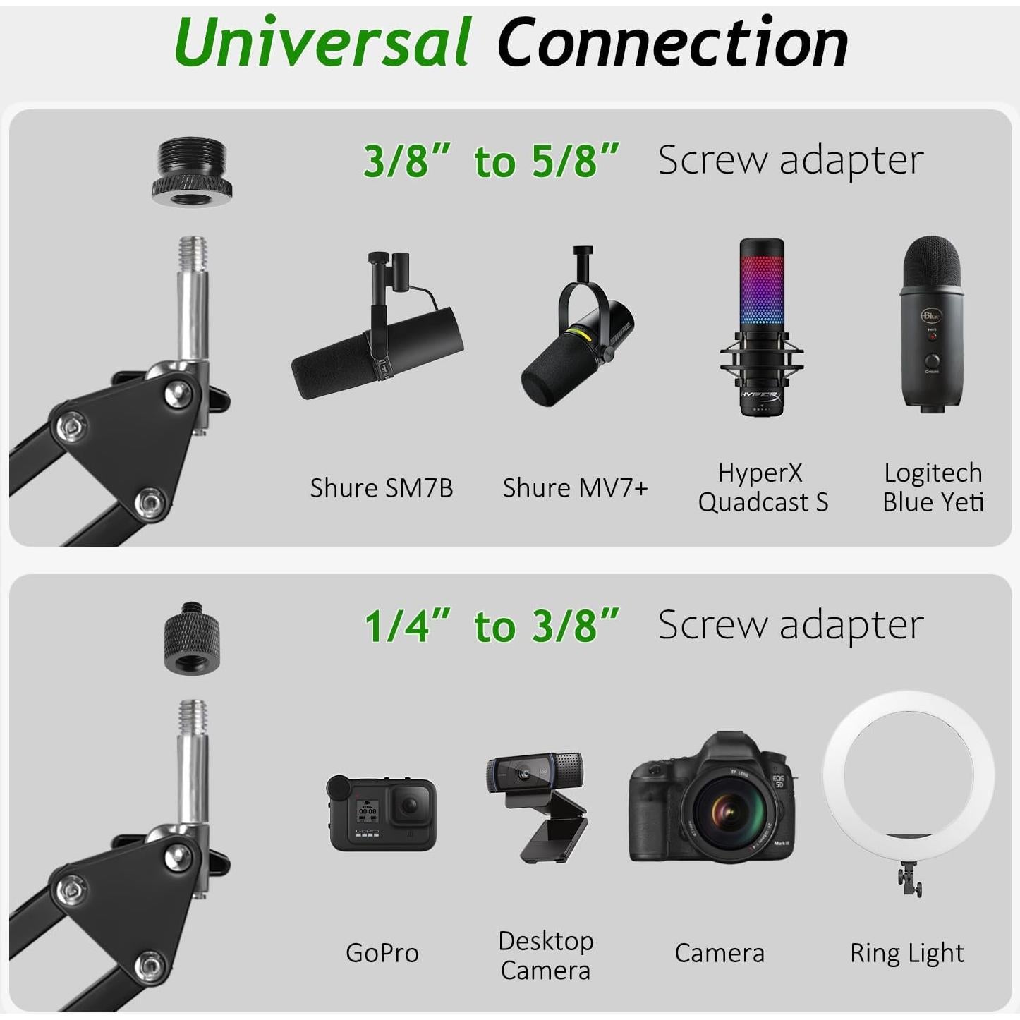 Brazo de Micrófono Frgyee Ajustable para Shure SM7B y Blue Yeti