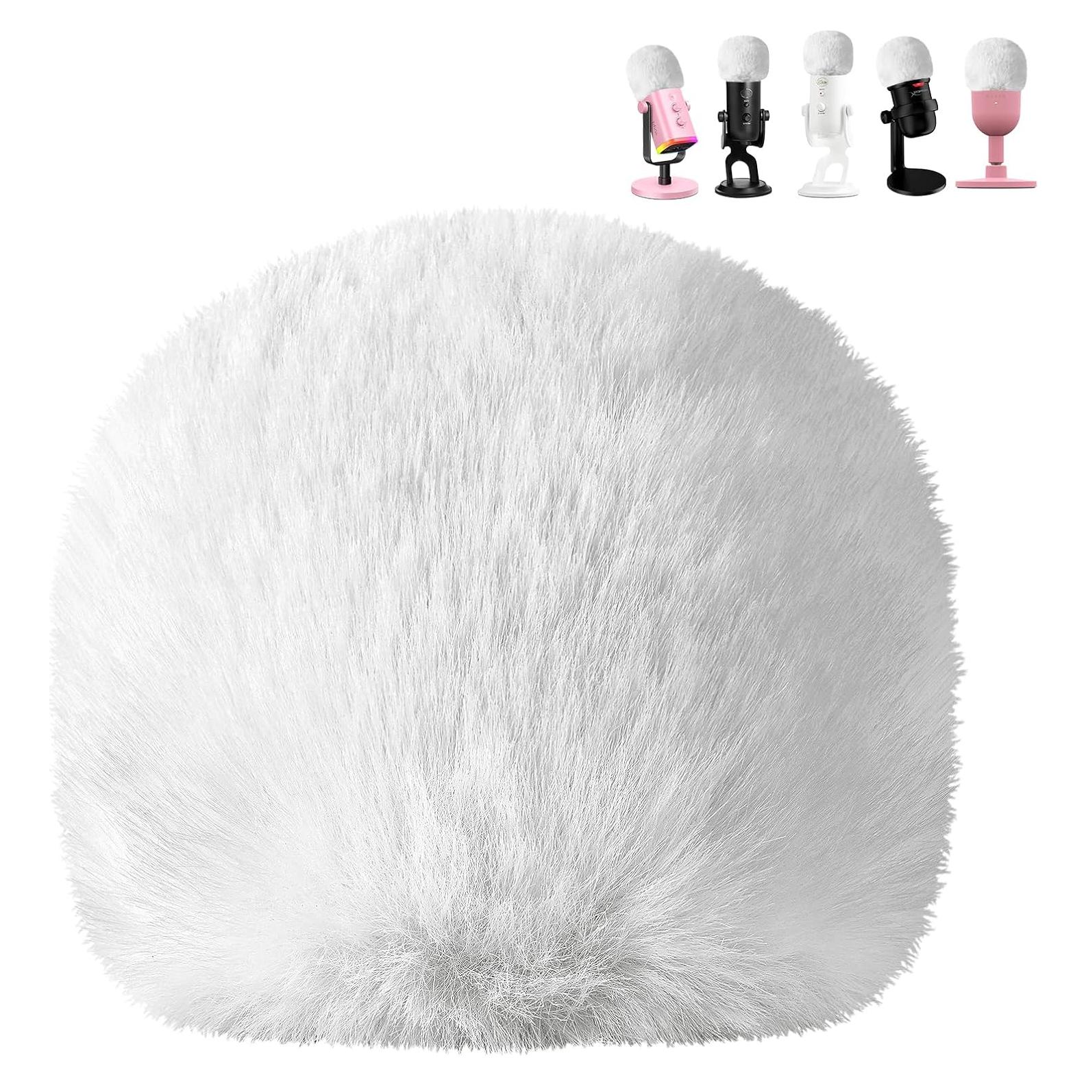 Filtro Pop para Micrófono Blue Yeti - Paraviento de Pelo Blanco