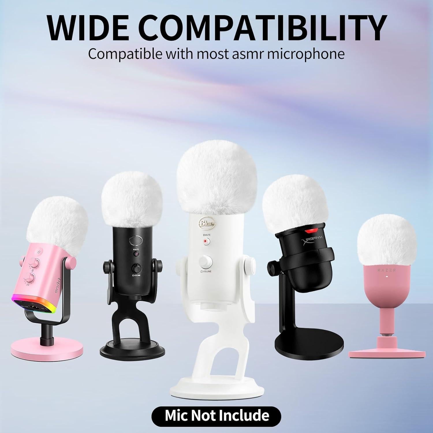 Filtro Pop para Micrófono Blue Yeti - Paraviento de Pelo Blanco