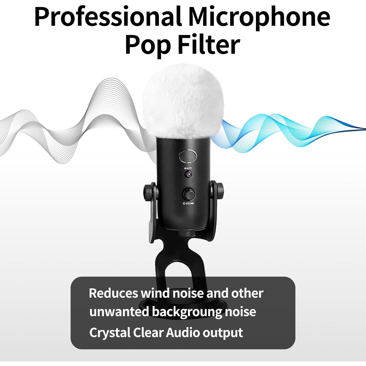 Filtro Pop para Micrófono Blue Yeti - Paraviento de Pelo Blanco