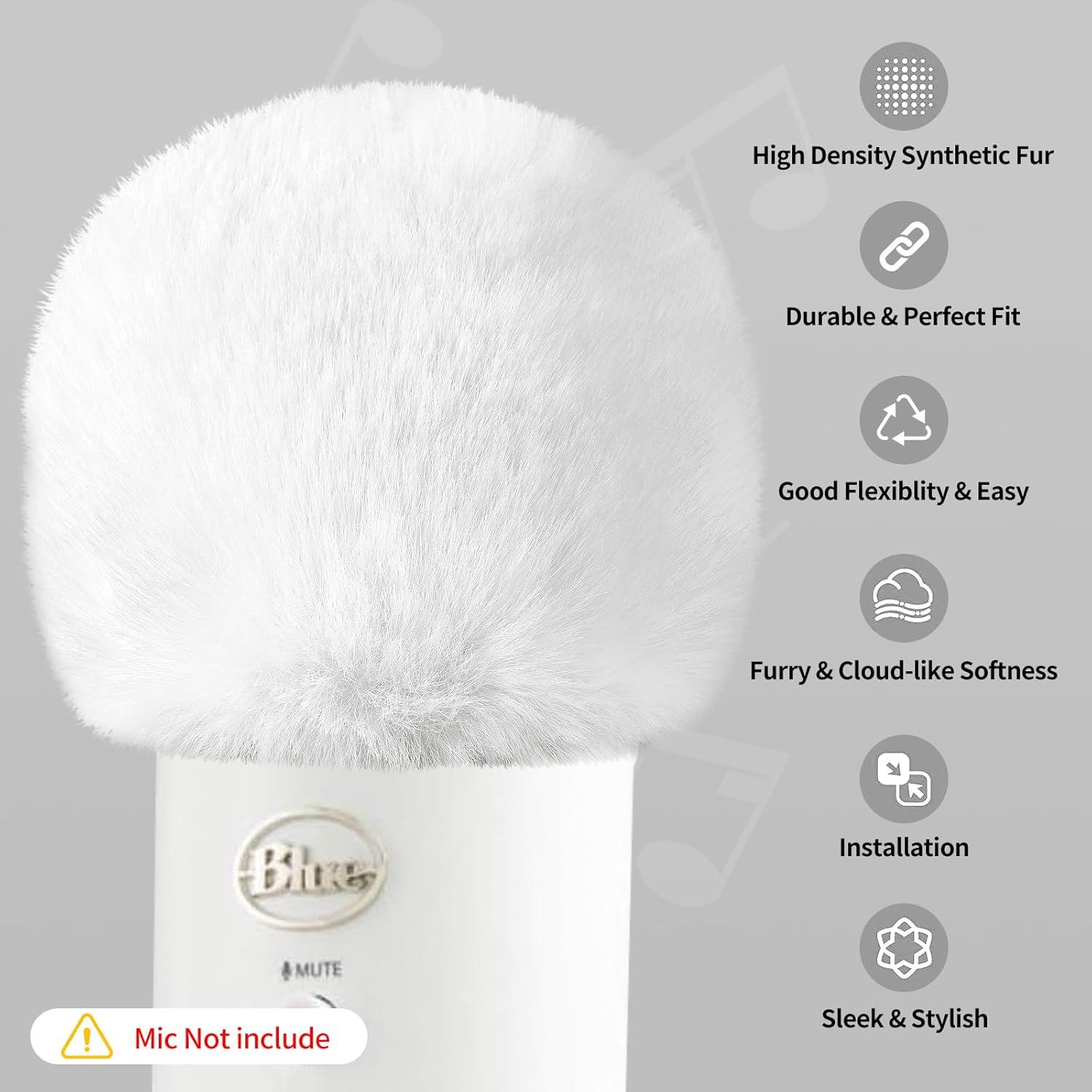 Filtro Pop para Micrófono Blue Yeti - Paraviento de Pelo Blanco