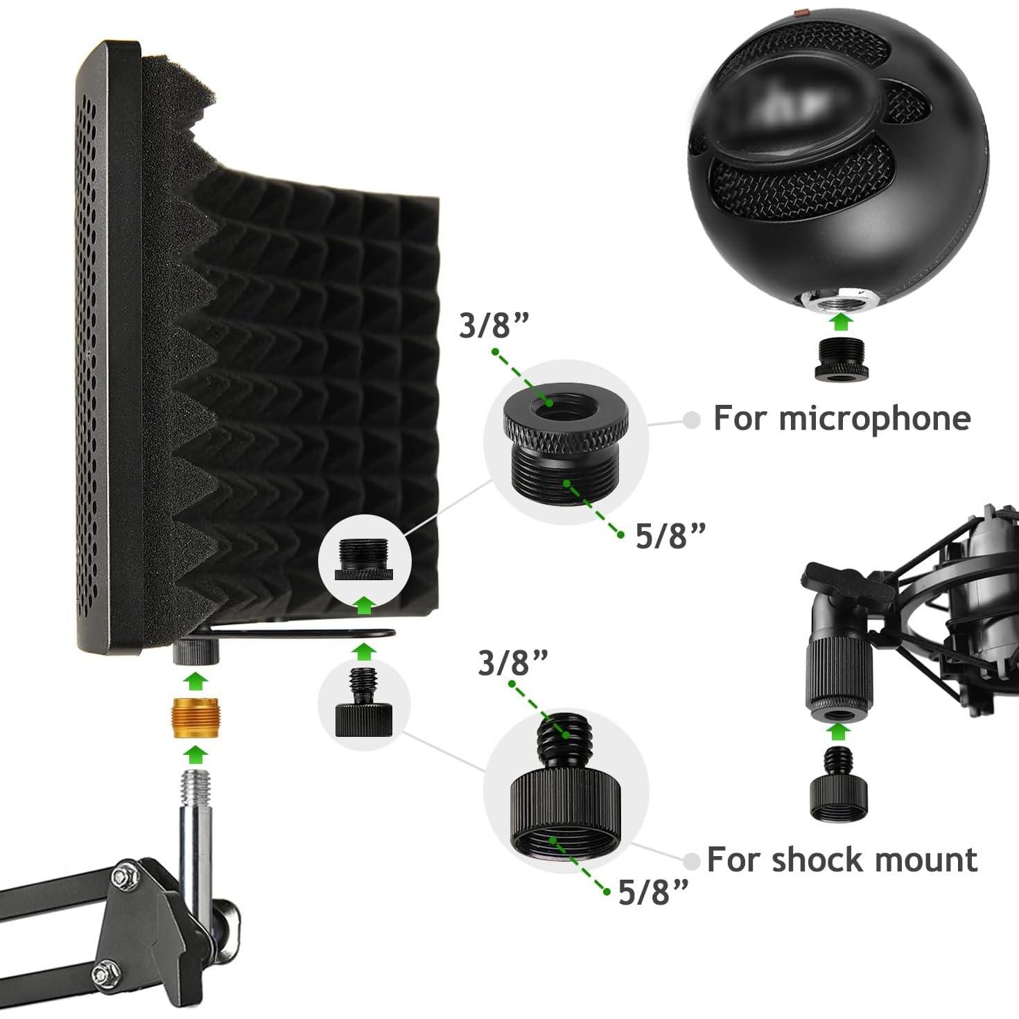 Escudo de Aislamiento de Micrófono Frgyee con Soporte y Filtro Antipop