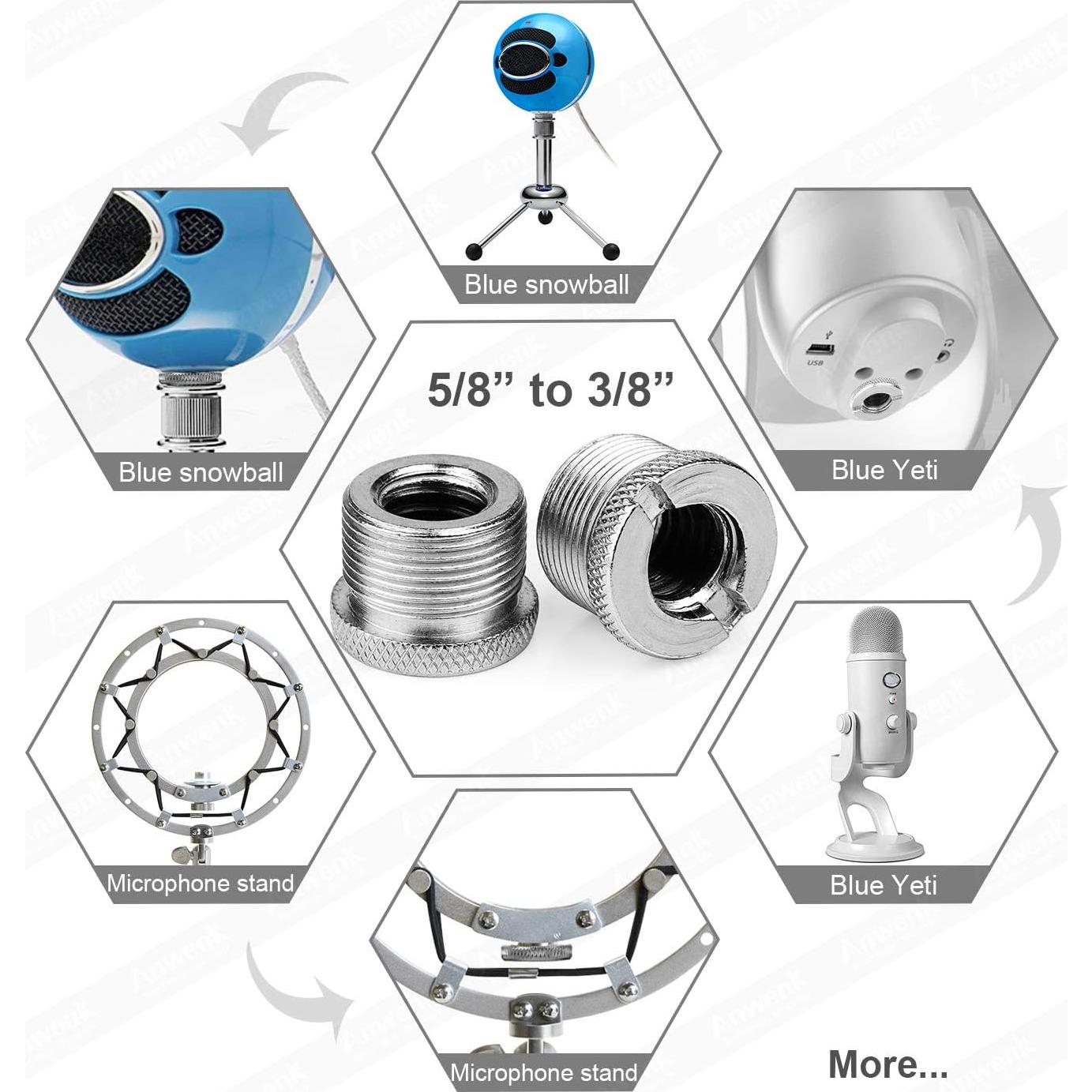 Adaptador de soporte de micrófono Anwenk 5/8 a 3/8 hembra