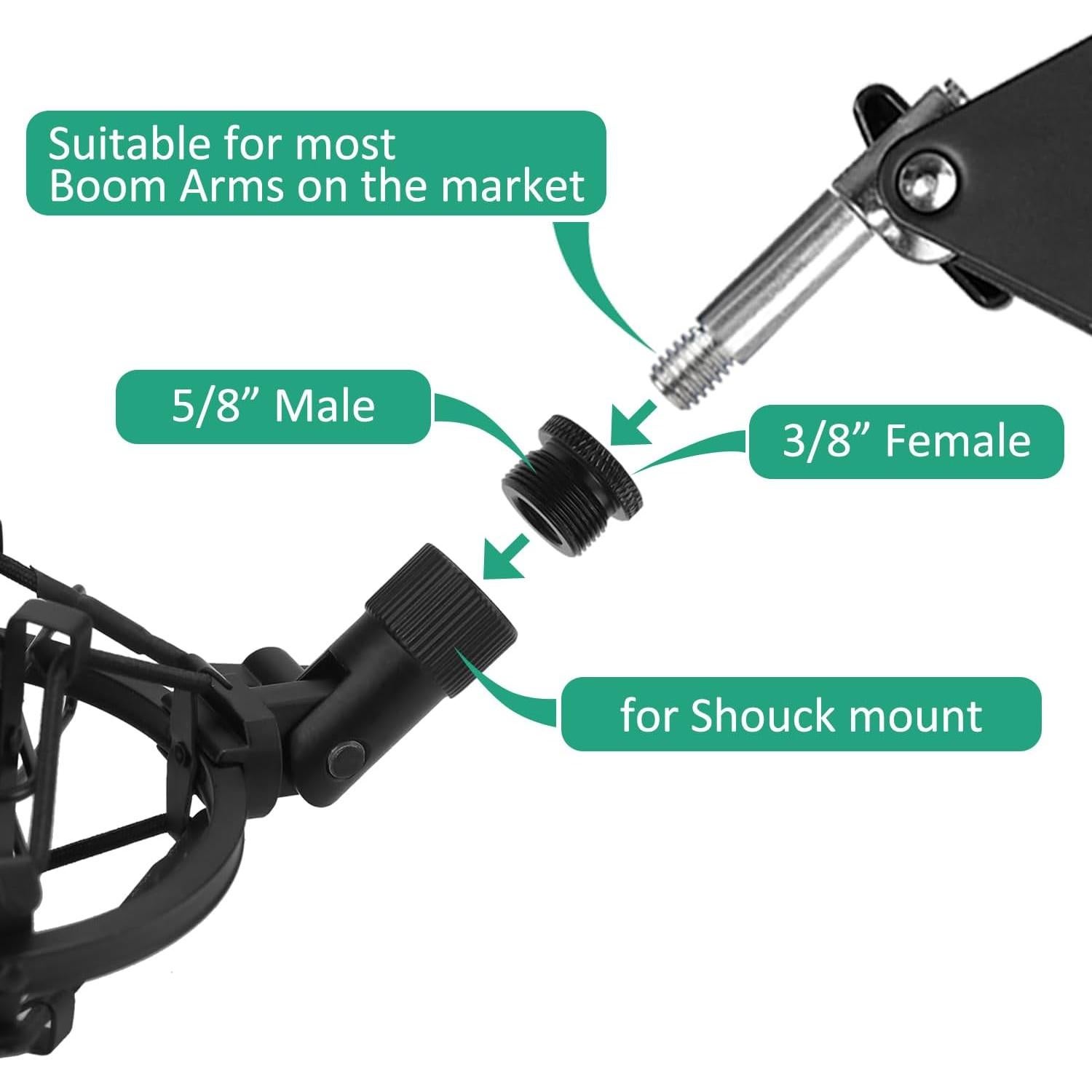 Adaptador de Micrófono Rigych 3/8 a 5/8 Metal 2 Pcs