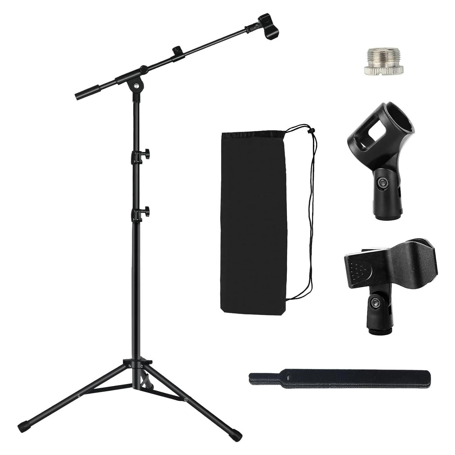 Soporte de Micrófono de Trípode Ajustable con Brazo Boom - Negro