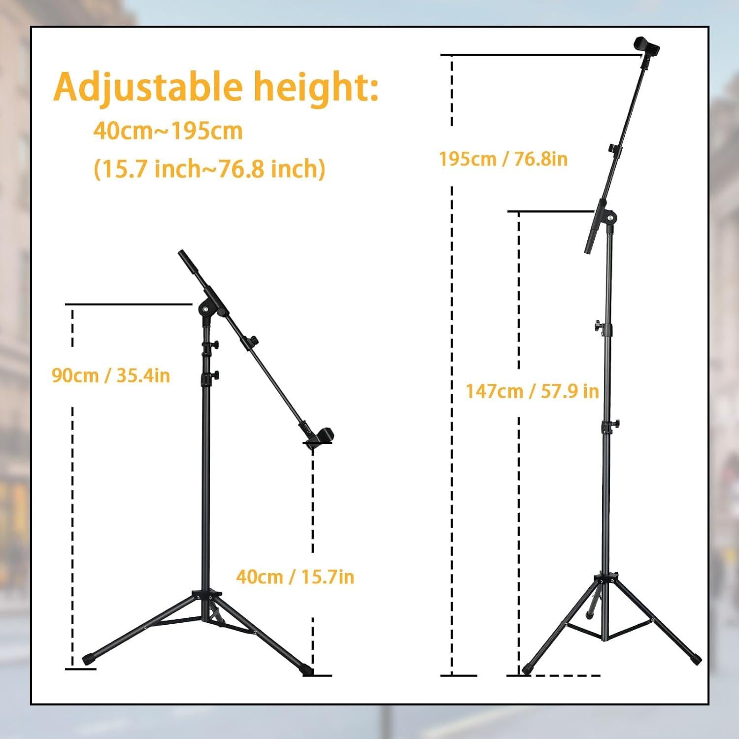 Soporte de Micrófono de Trípode Ajustable con Brazo Boom - Negro