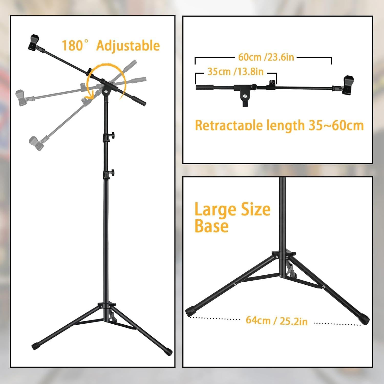 Soporte de Micrófono de Trípode Ajustable con Brazo Boom - Negro