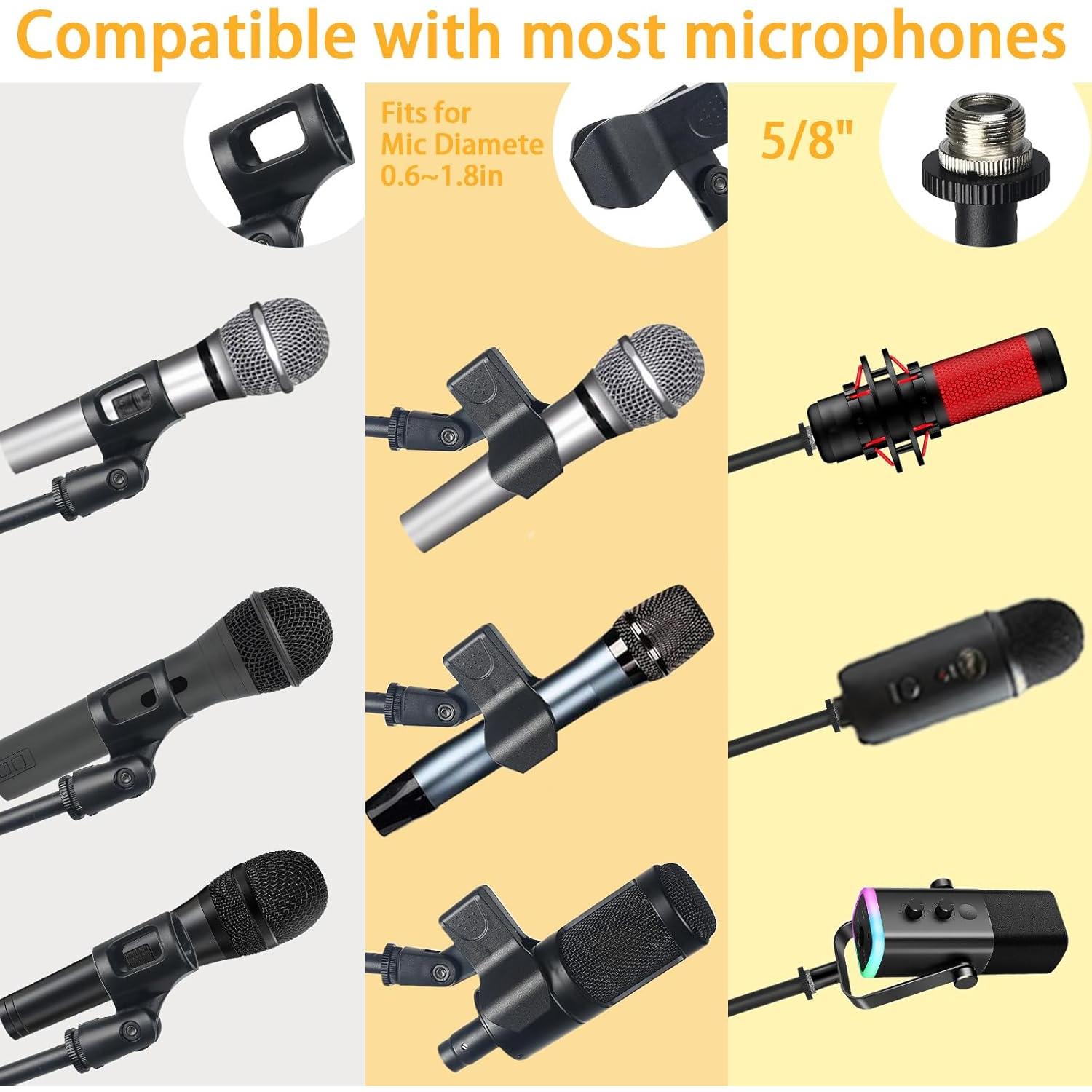 Soporte de Micrófono de Trípode Ajustable con Brazo Boom - Negro